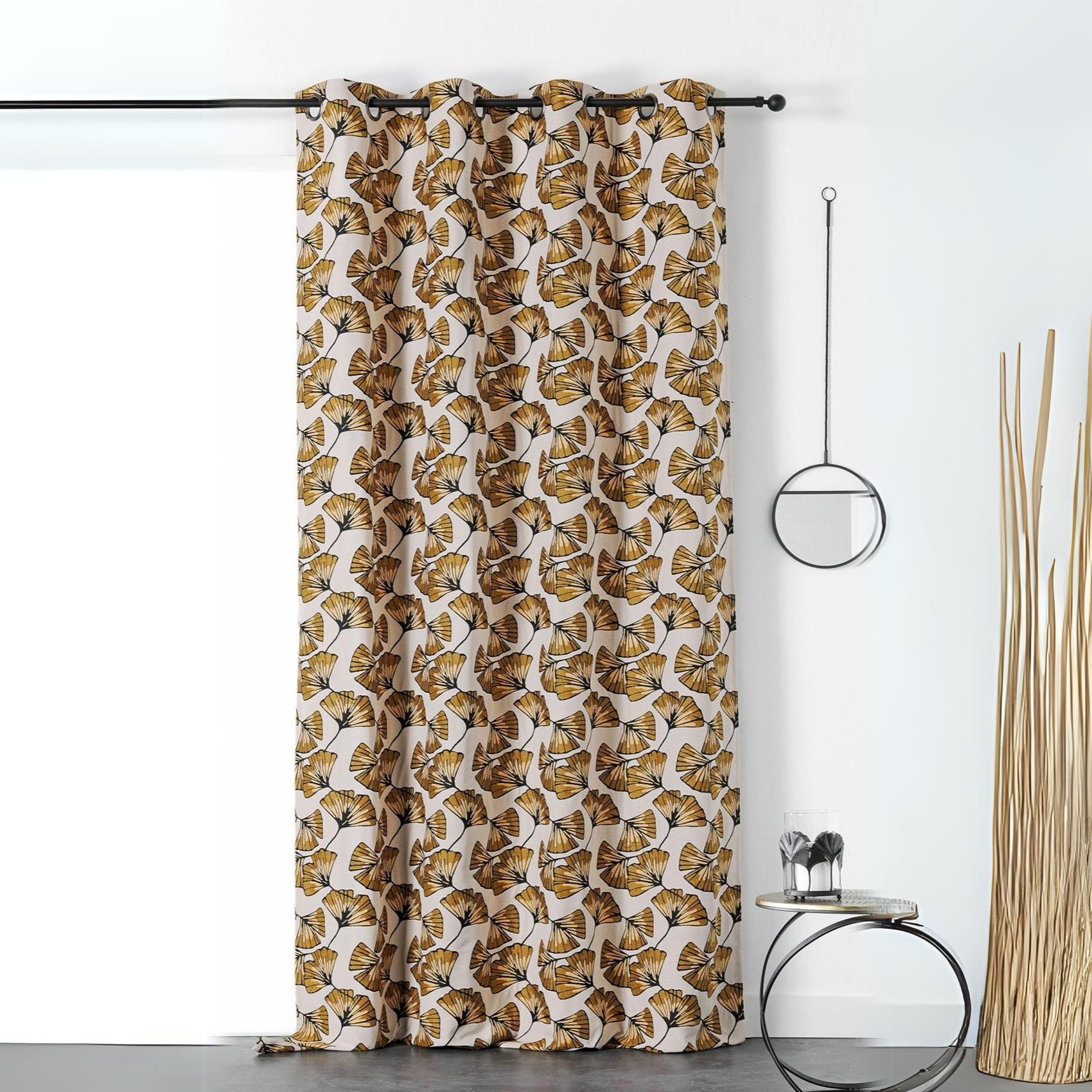 Rideau jacquard biloba jacquard jaune 240x140 Rideau jacquard biloba jacquard jaune 240x140