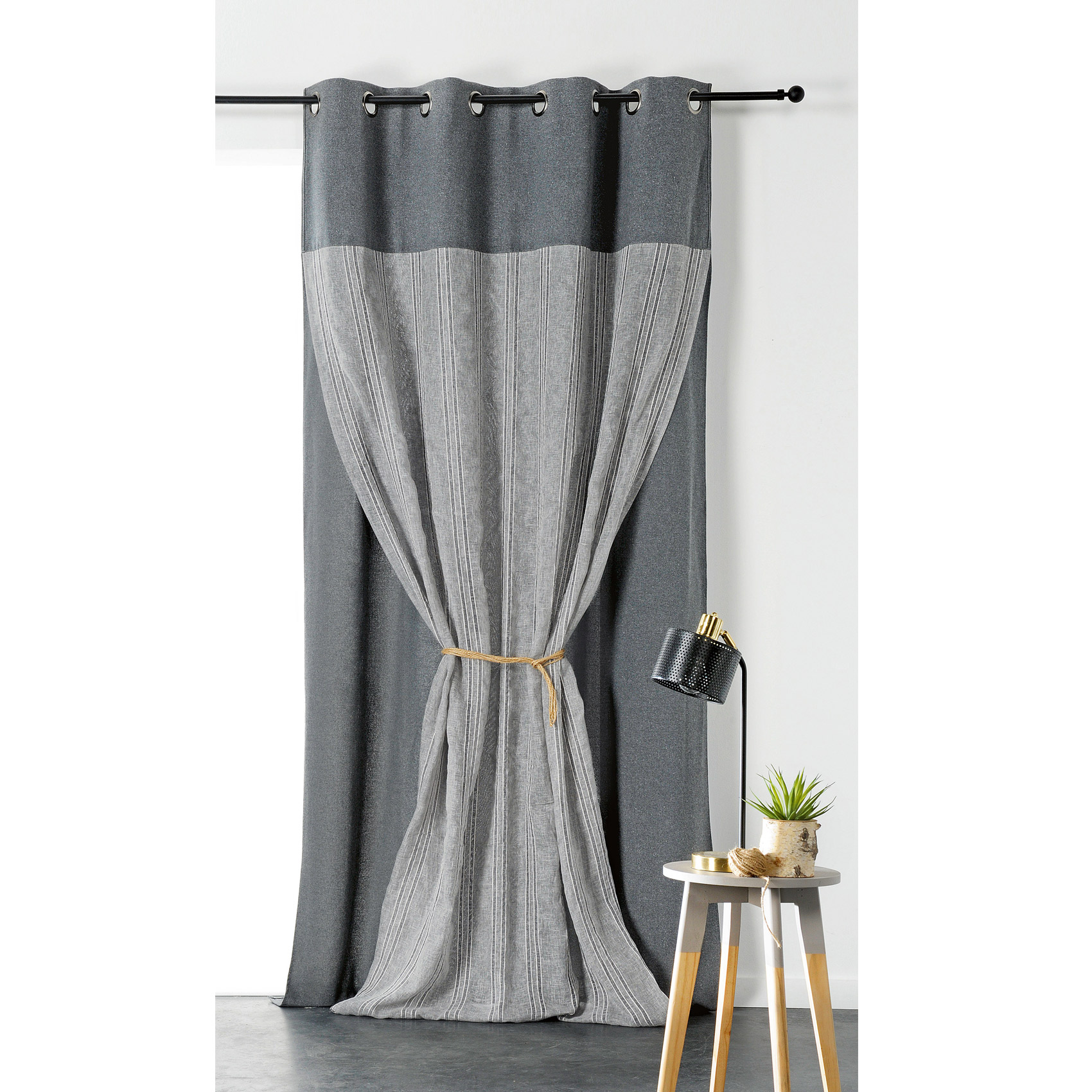 Rideau duo martini polyester gris 240x135