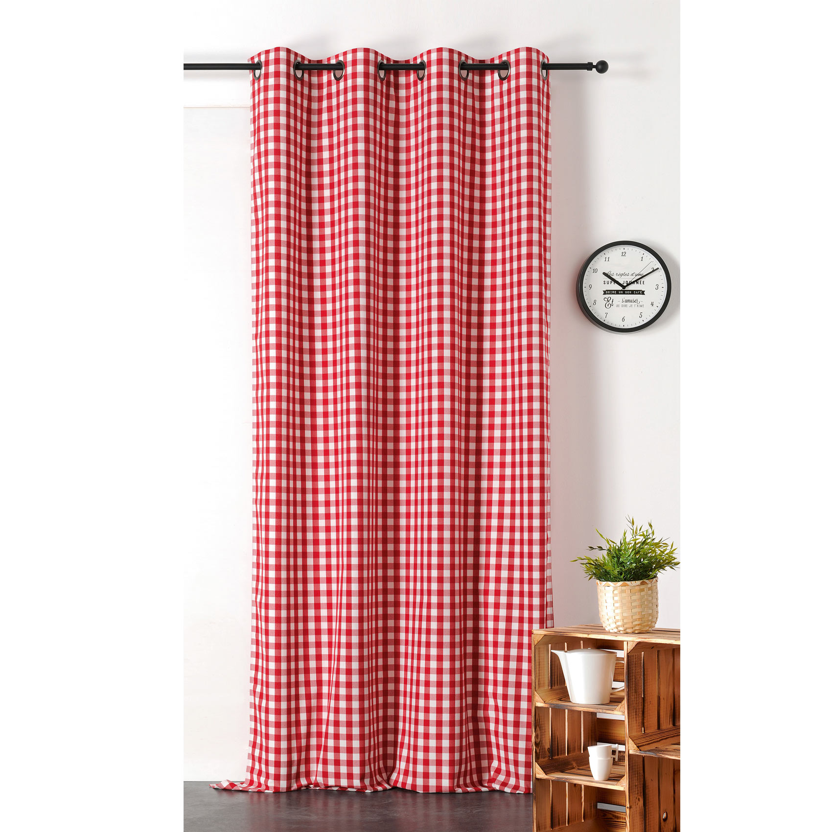 Rideau tamisant cuistot polyester rouge 240x145 (photo) Rideau tamisant cuistot polyester rouge 240x145