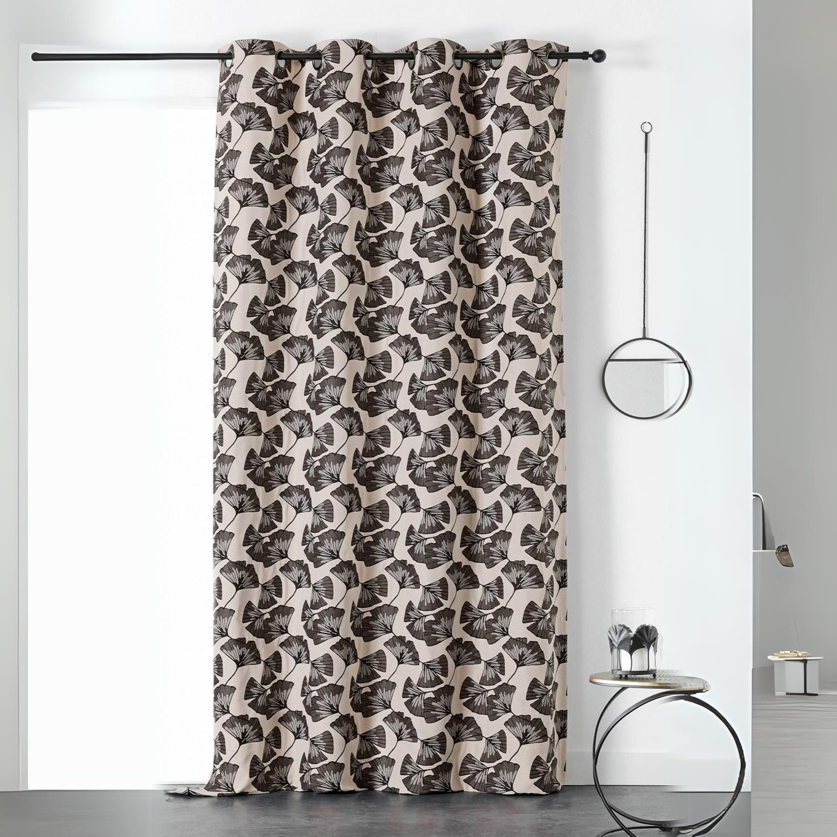 Rideau jacquard biloba jacquard gris 240x140 Rideau jacquard biloba jacquard gris 240x140