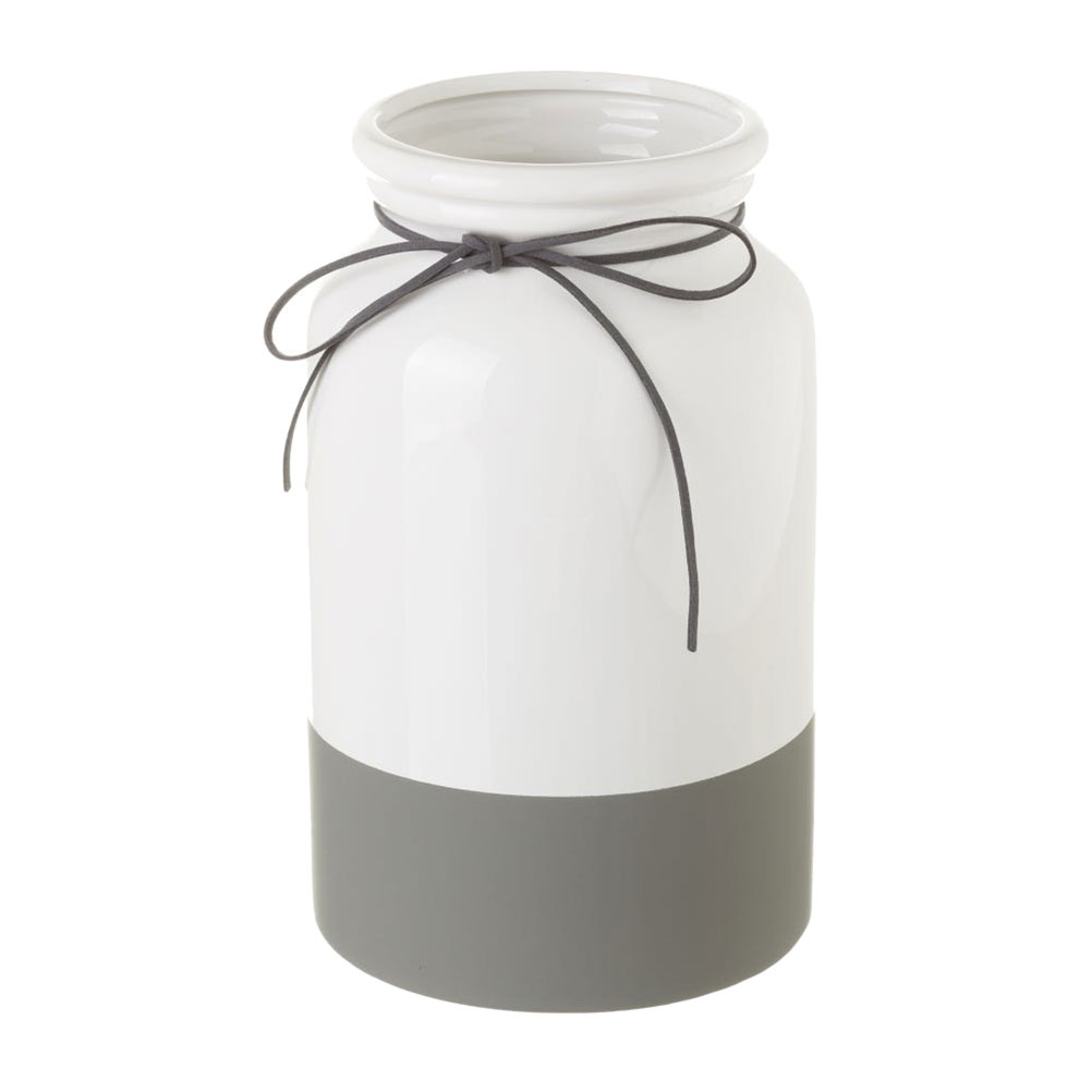Vase blanc et gris H25cm (photo) Vase blanc et gris H25cm