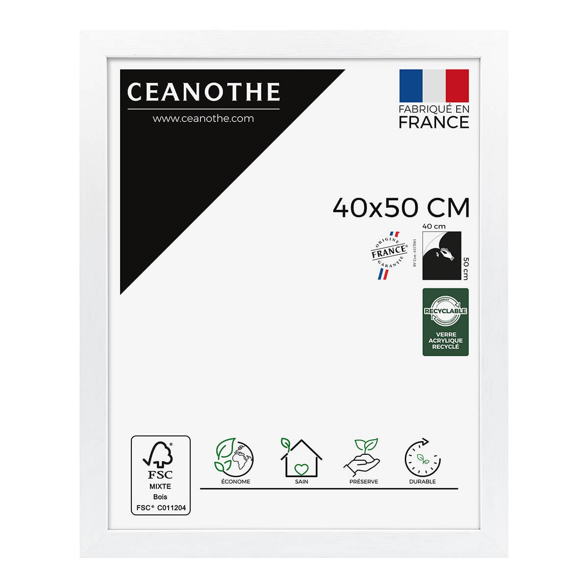Cadre photo blanc 40x50 cm Bois reconstitué Cadre photo blanc 40x50 cm Bois reconstitué