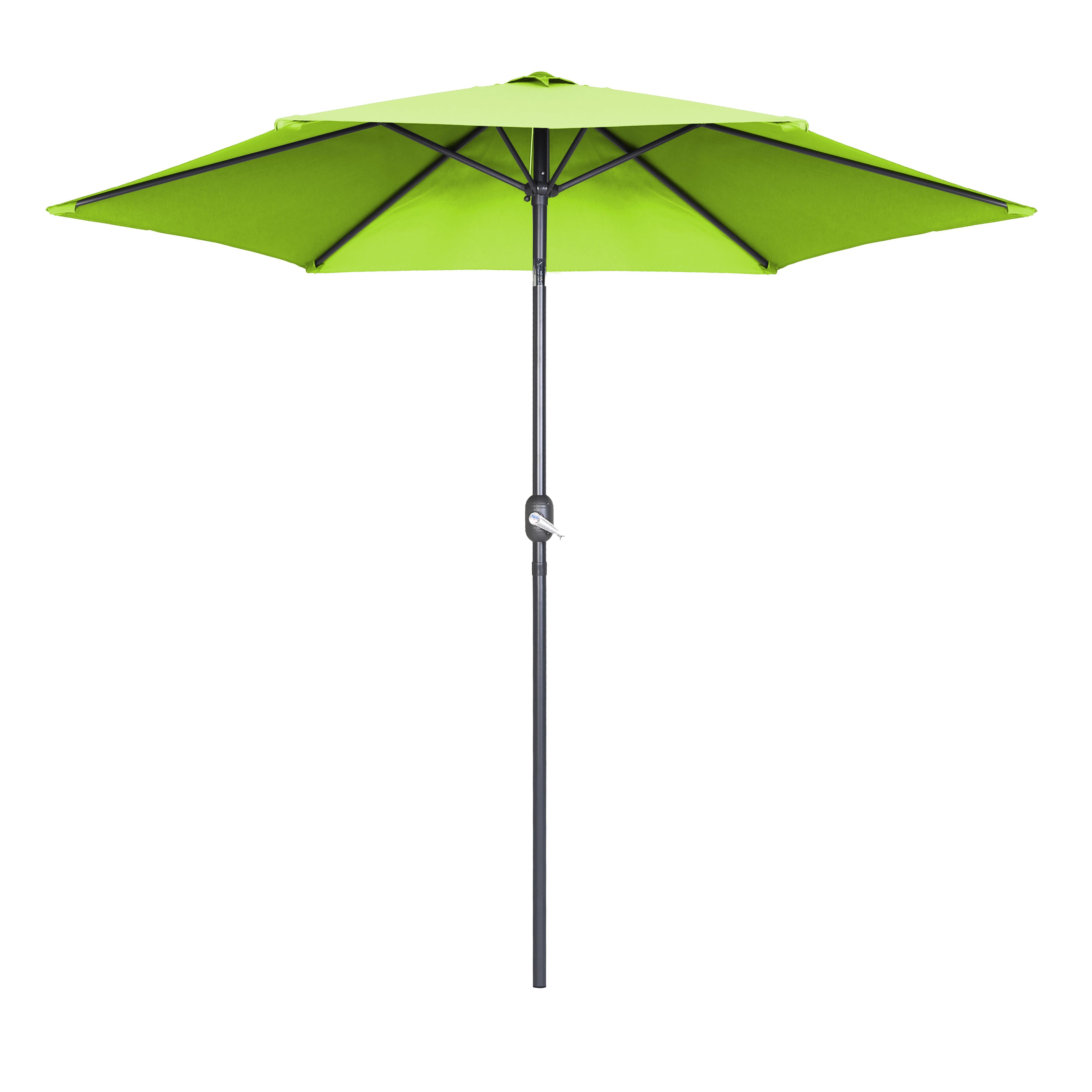 Parasol droit à manivelle inclinable en aluminium vert (photo) Parasol droit à manivelle inclinable en aluminium vert