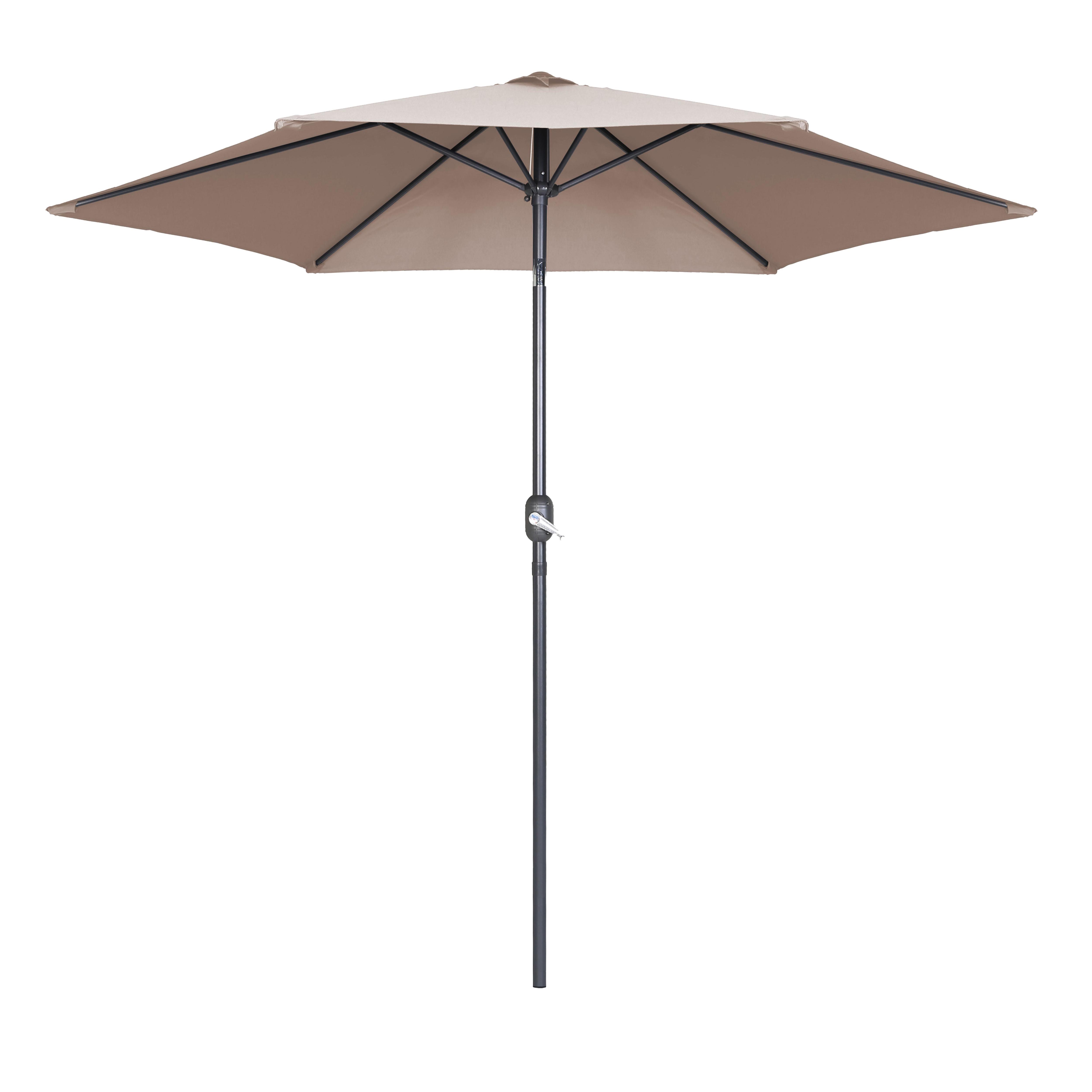 Parasol droit à manivelle inclinable en aluminium taupe (photo) Parasol droit à manivelle inclinable en aluminium taupe