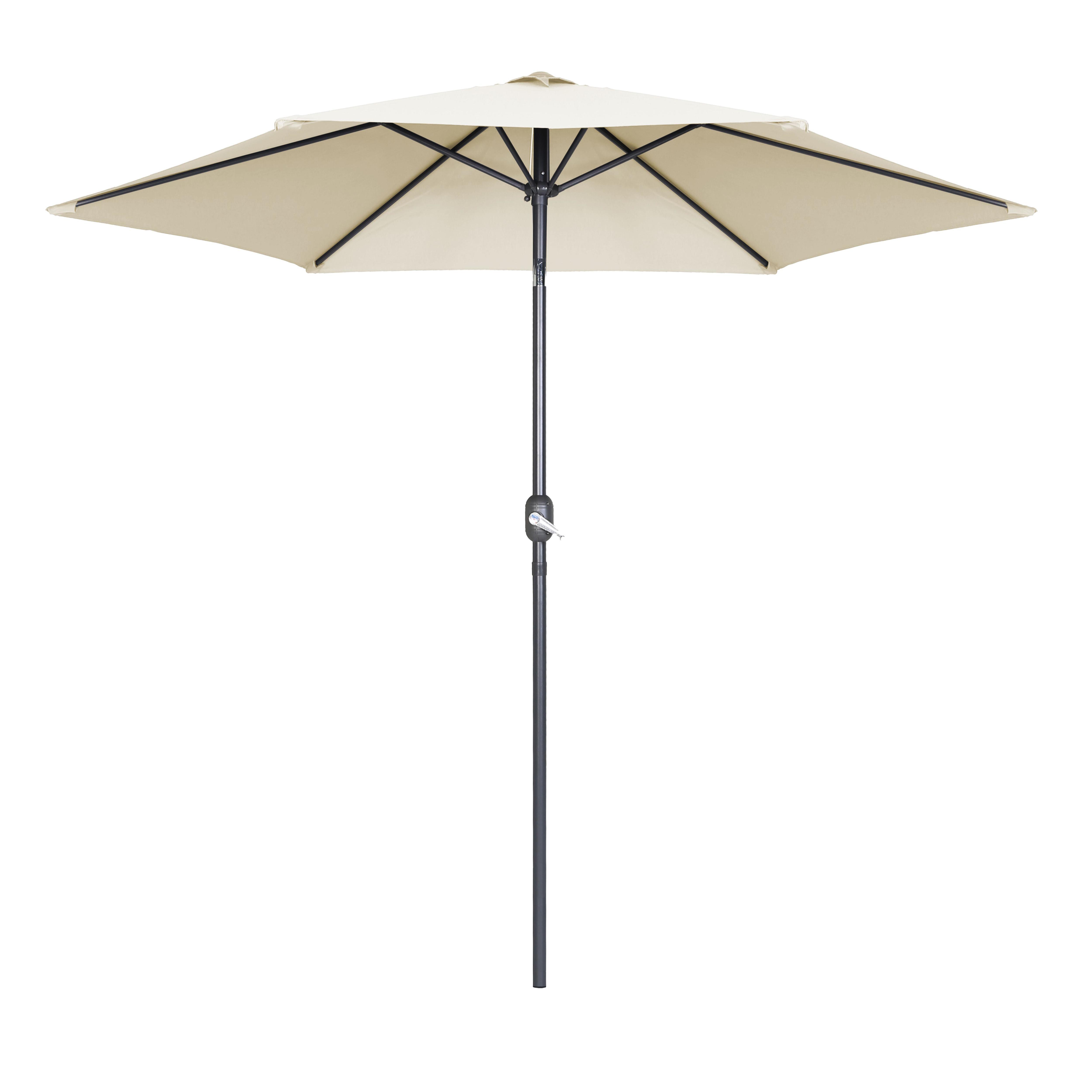 Parasol droit à manivelle inclinable en aluminium écru (photo) Parasol droit à manivelle inclinable en aluminium écru