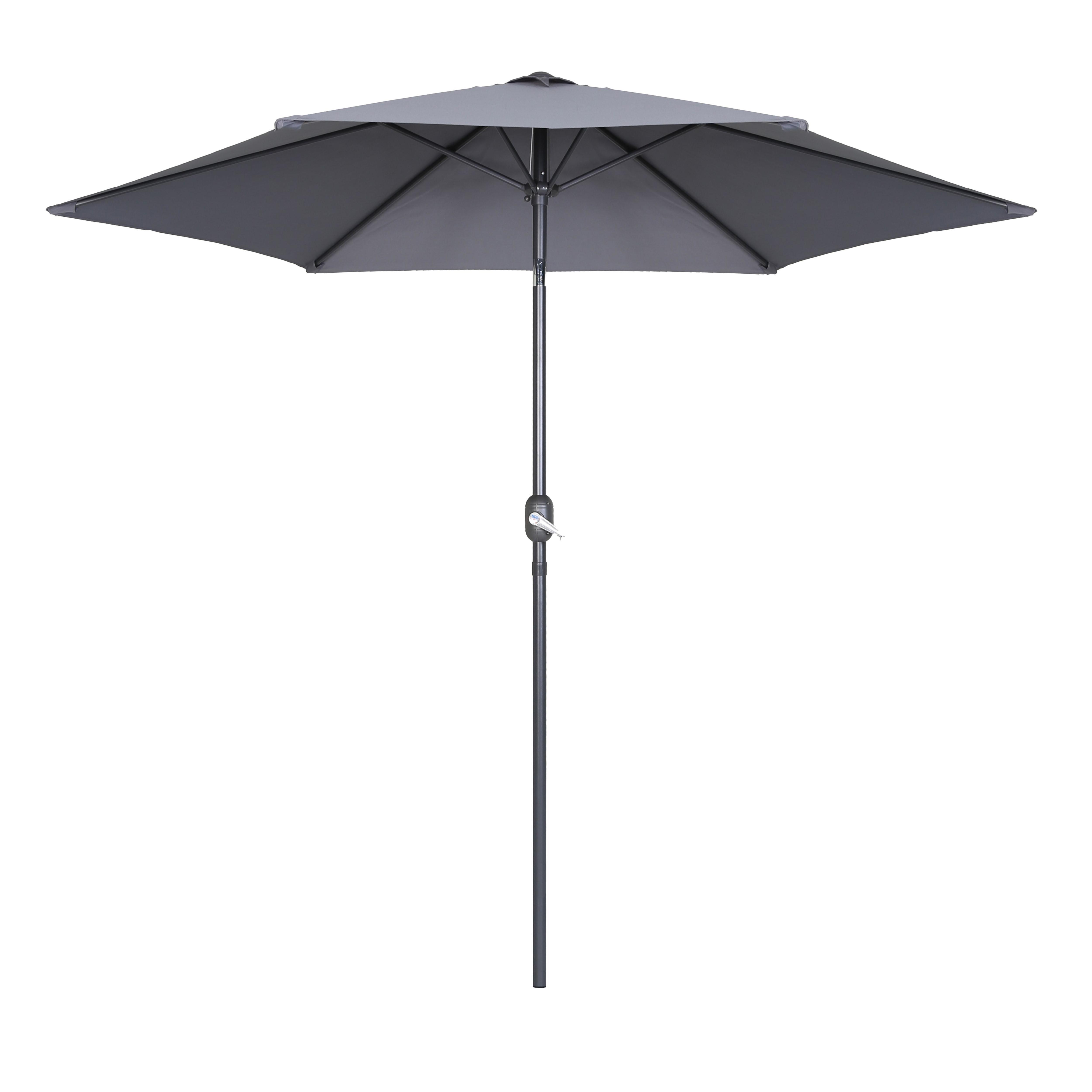 Parasol droit à manivelle inclinable en aluminium gris (photo) Parasol droit à manivelle inclinable en aluminium gris