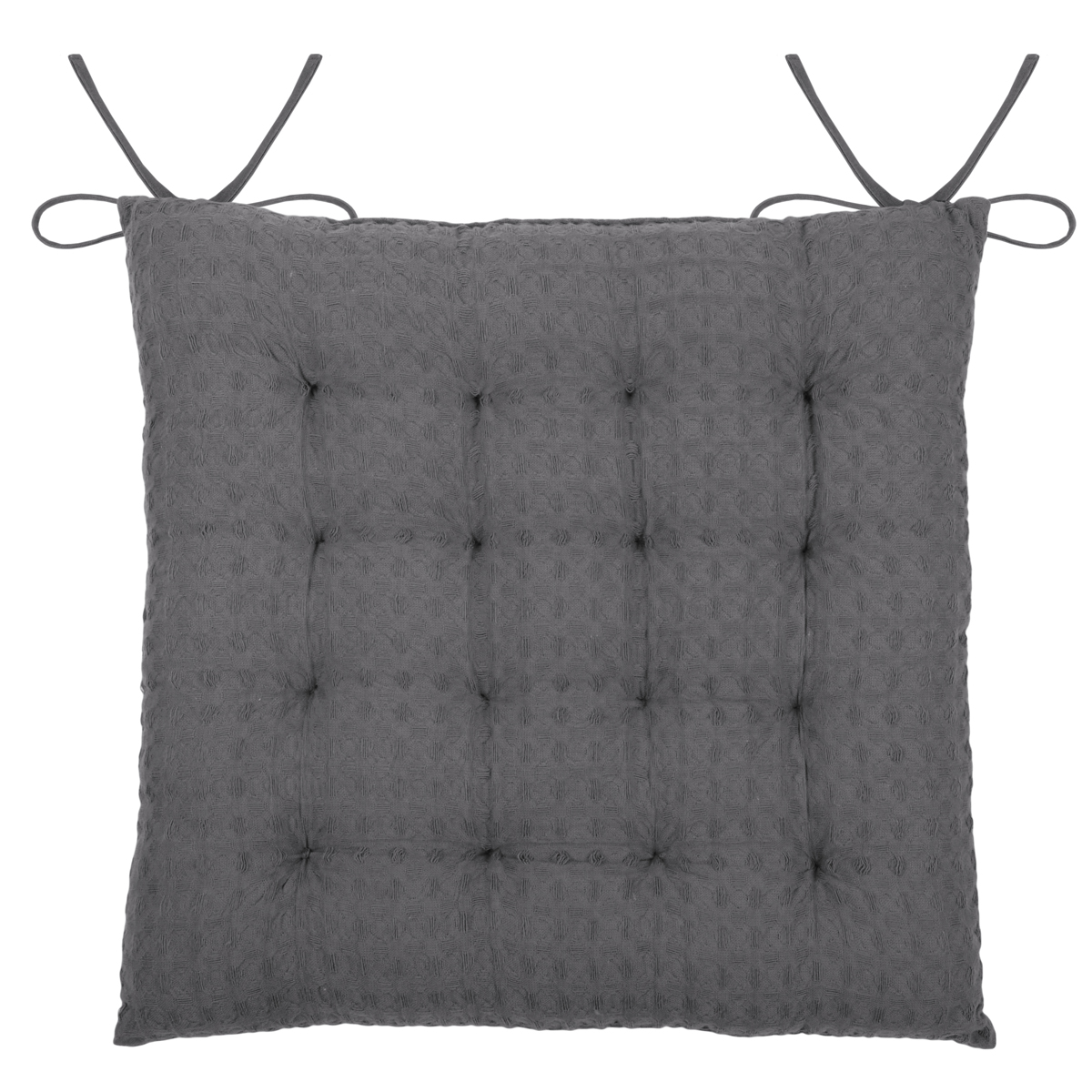 Galette de chaise matelassée en nid d'abeille coton souris 40x40 Galette de chaise matelassée en nid d'abeille coton souris 40x40