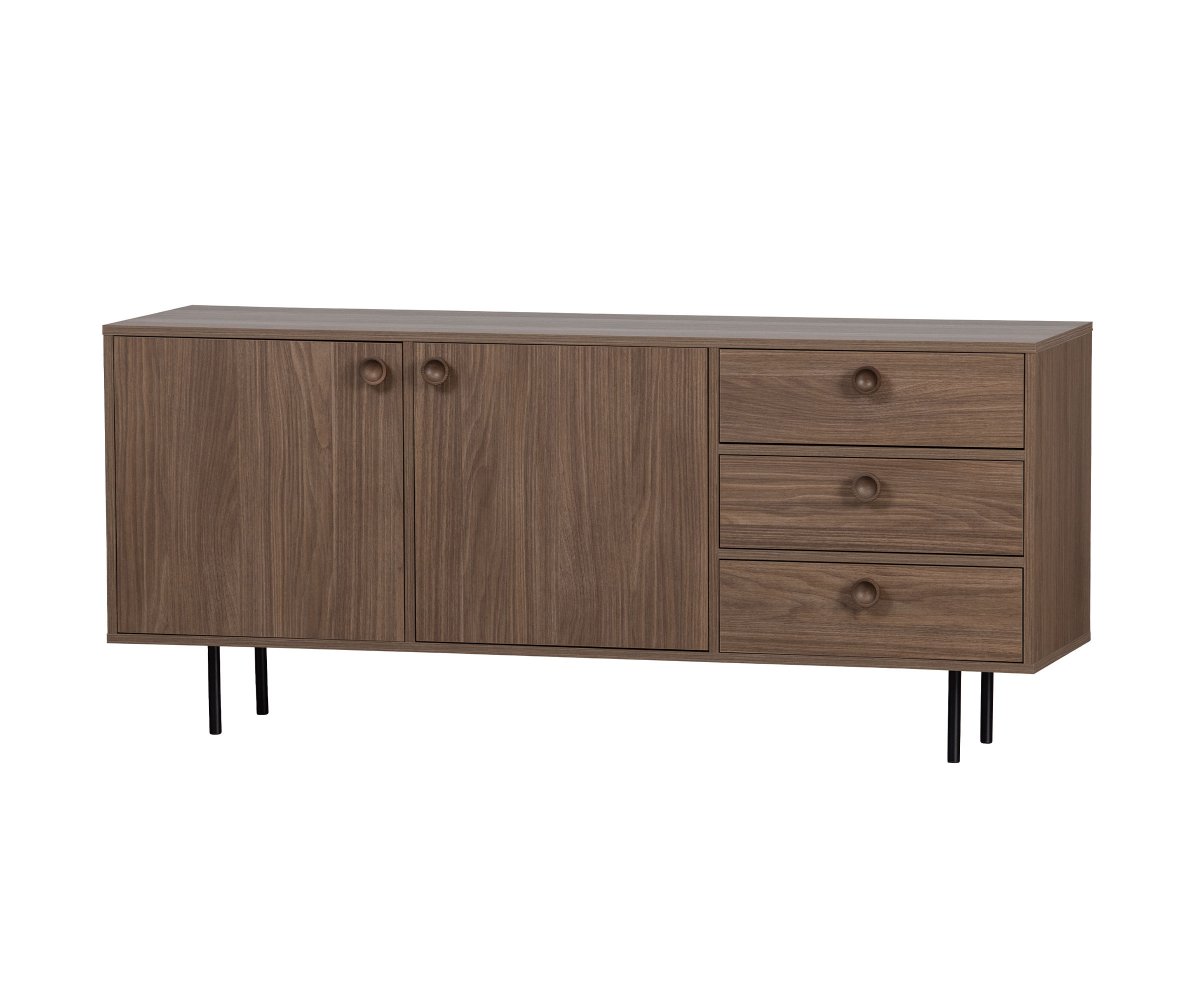 Buffet 2 portes 3 tiroirs en bois noyer (photo) Buffet 2 portes 3 tiroirs en bois noyer