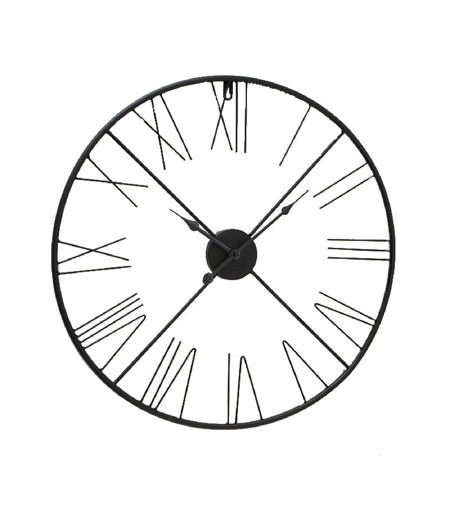 Horloge murale ronde chiffres romains métal noir Horloge murale ronde chiffres romains métal noir
