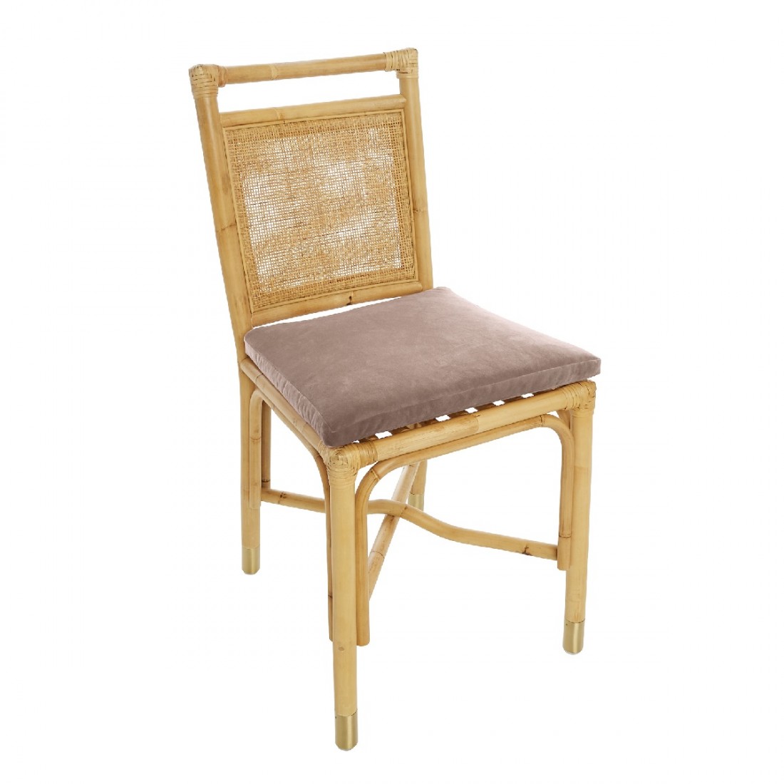 Chaise rotin et velours rose