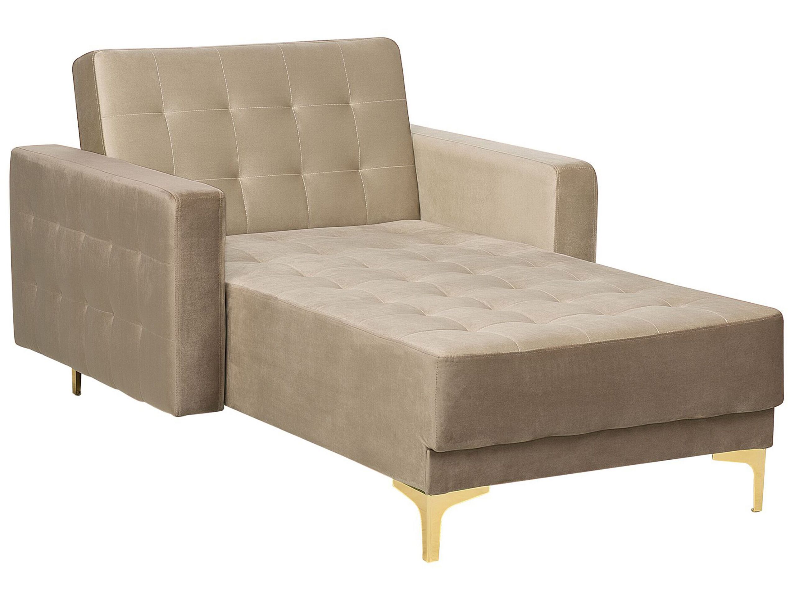 Chaise longue en velours beige clair (photo) Chaise longue en velours beige clair