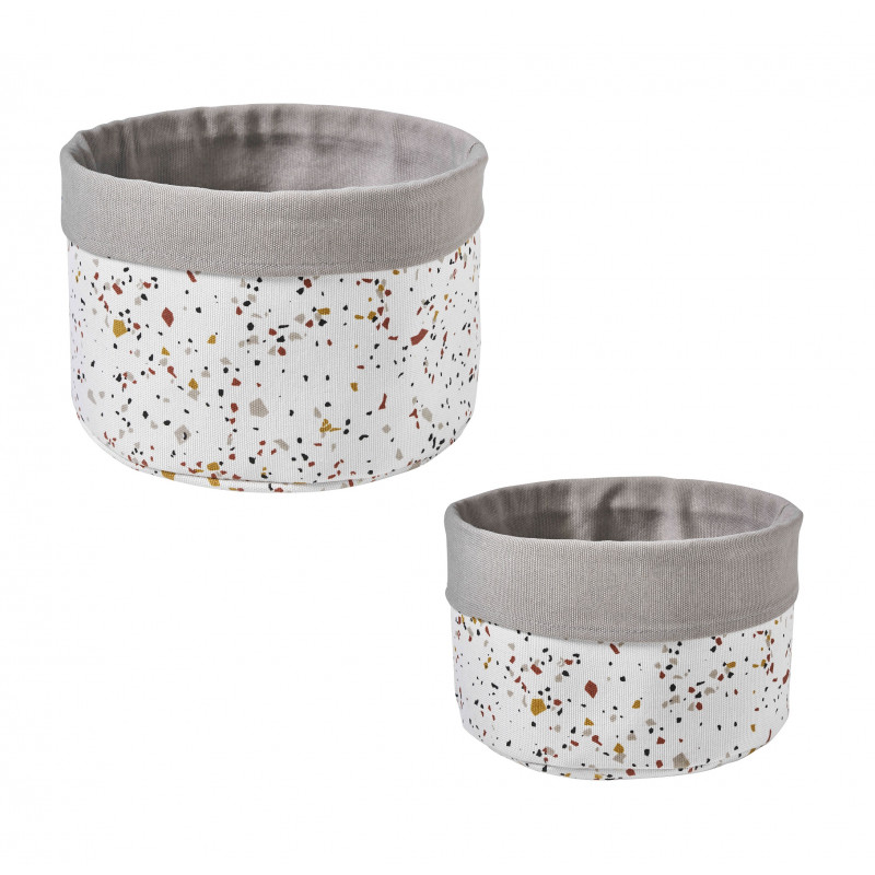 Lot de 2 paniers de rangement Terrazzo polycoton blanc Lot de 2 paniers de rangement Terrazzo polycoton blanc