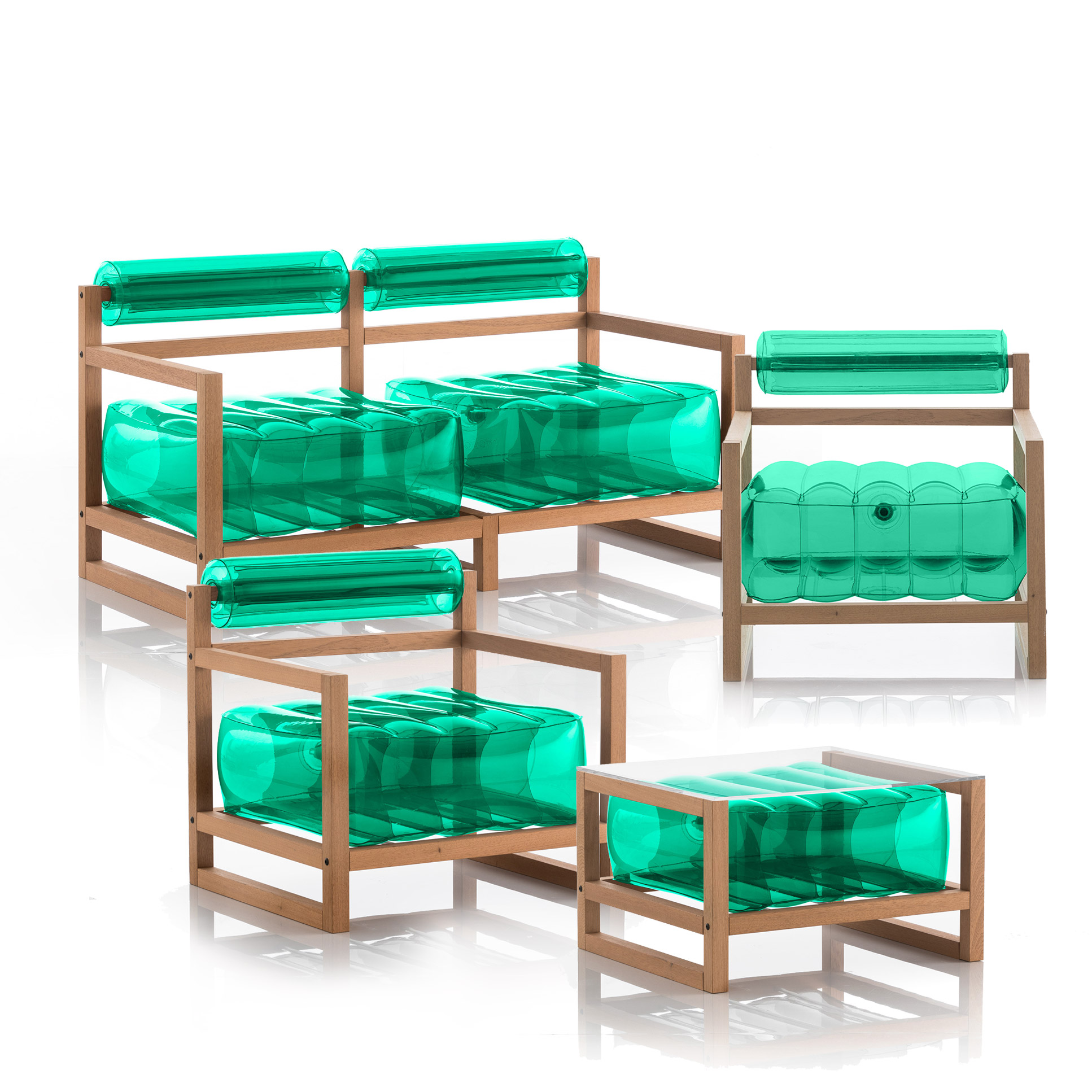 Salon de jardin design et table basse vert