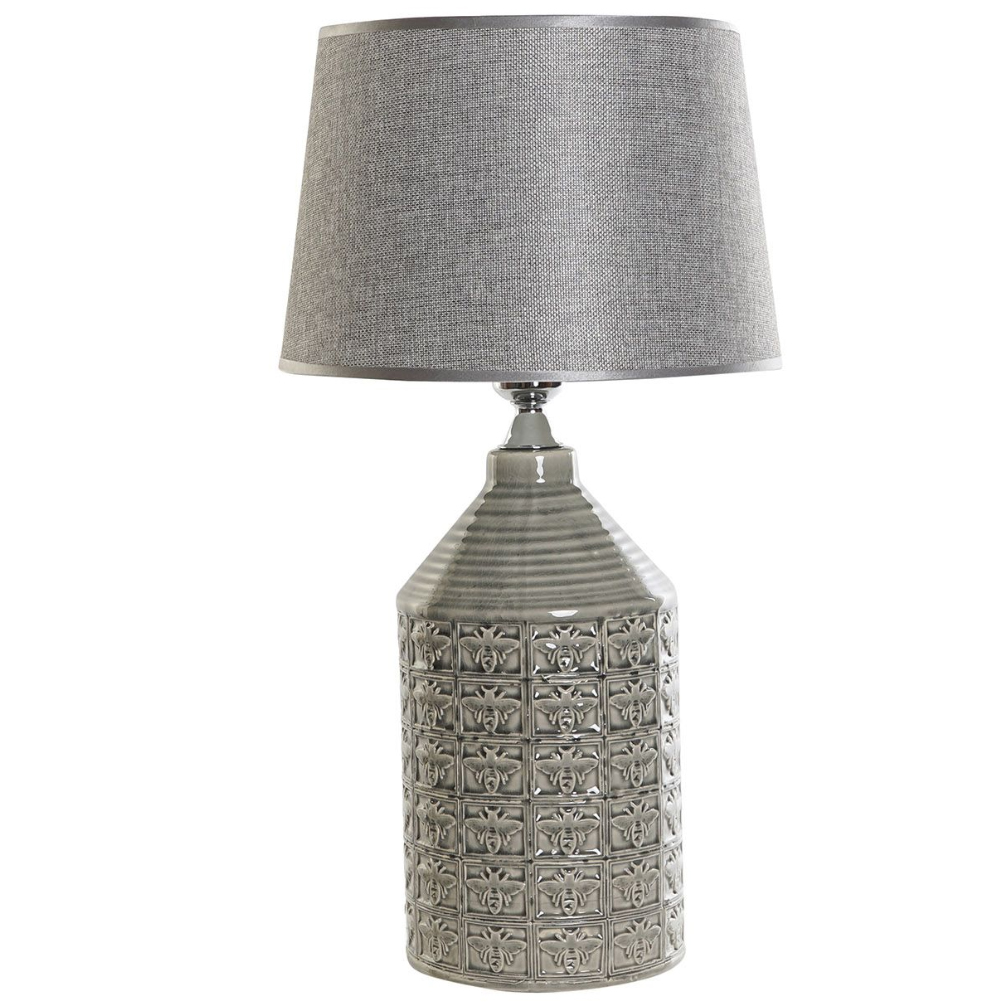 Grande lampe grise en porcelaine H57cm (photo) Grande lampe grise en porcelaine H57cm