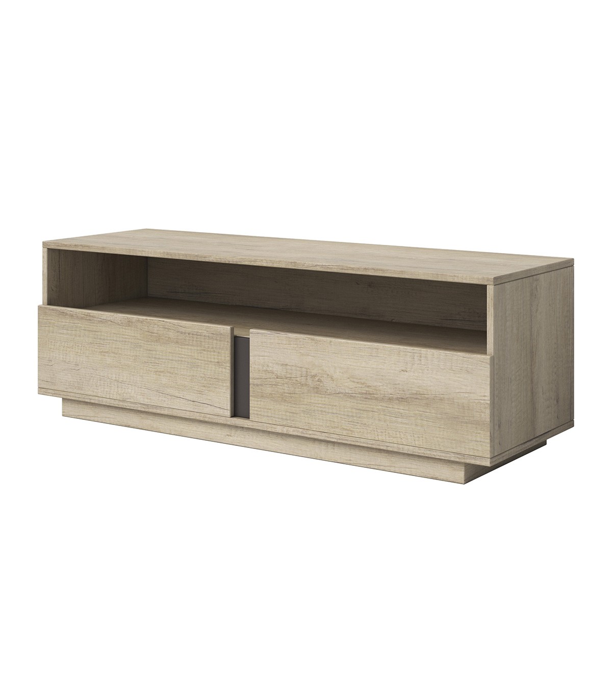 Meuble TV 2 tiroirs avec grande niche H50cm - Marron