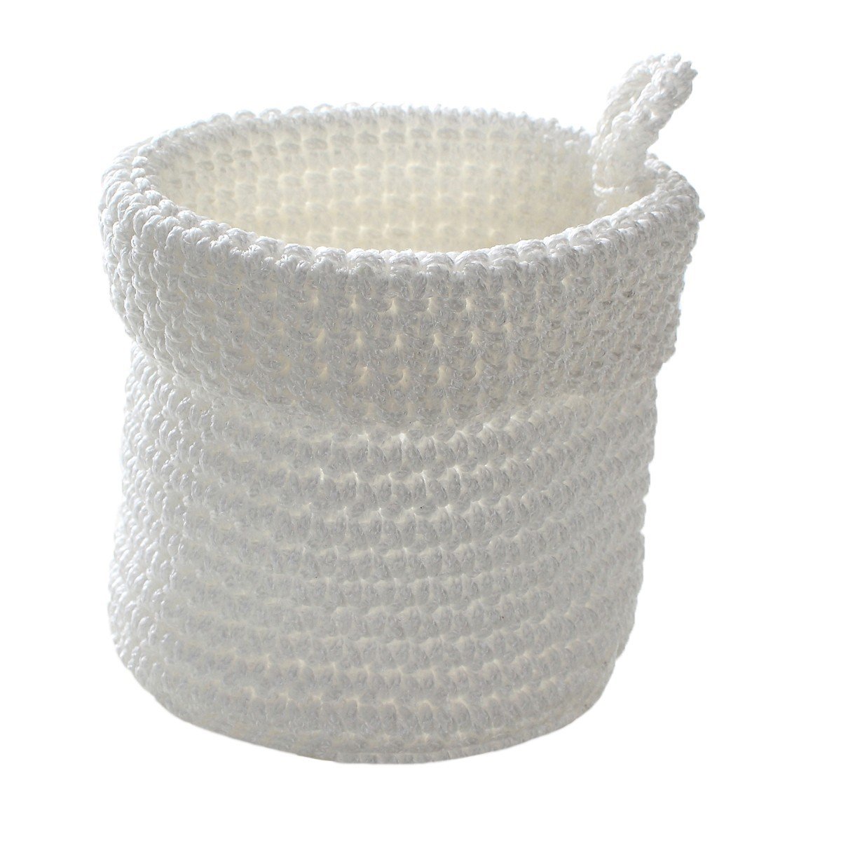 Panier rond maille crochet 12x10cm - Blanc (photo) Panier rond maille crochet 12x10cm - Blanc