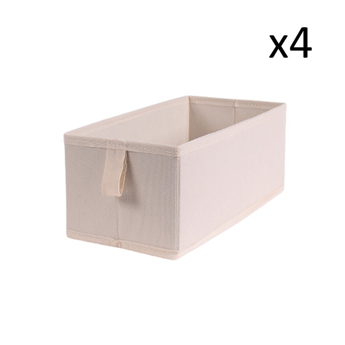 Lot de 4 tiroirs pliables intissés 28x14x11cm - Blanc Lot de 4 tiroirs pliables intissés 28x14x11cm - Blanc