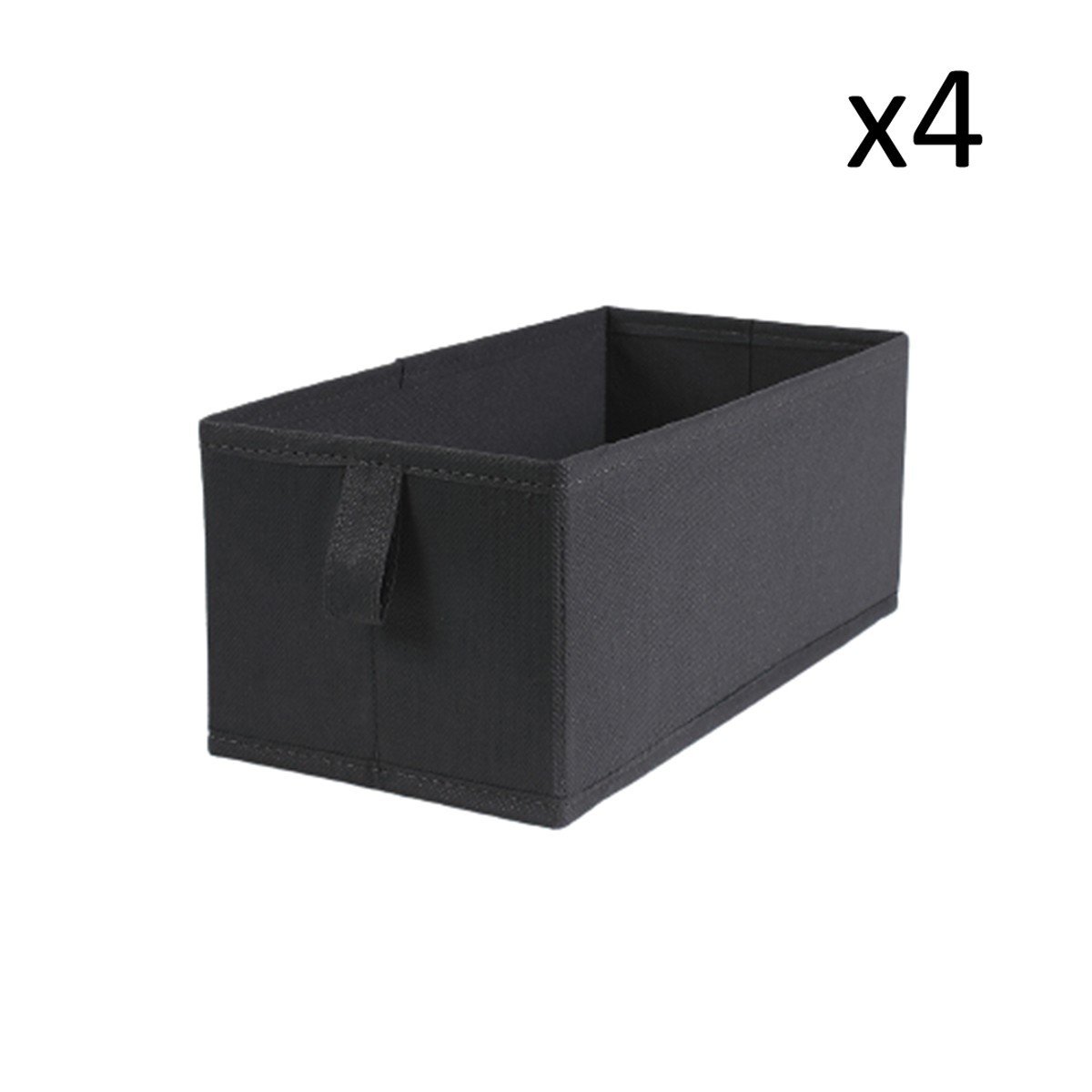 Lot de 4 tiroirs pliables intissés 28x14x11cm - Gris (photo) Lot de 4 tiroirs pliables intissés 28x14x11cm - Gris
