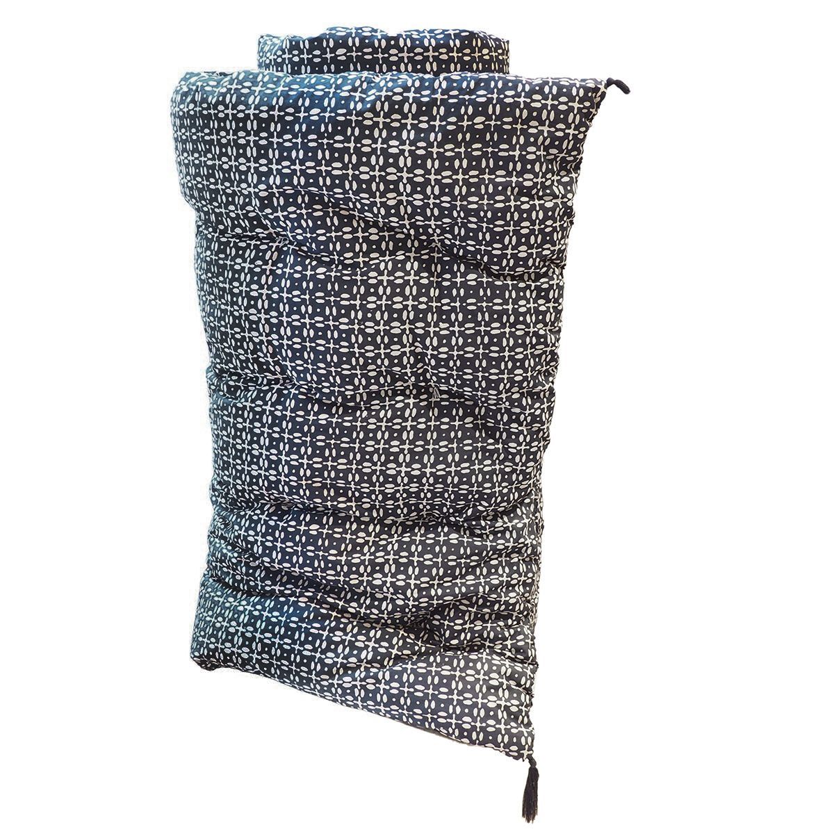 Edredon sur-matelas coton imprimé bleu Edredon sur-matelas coton imprimé bleu