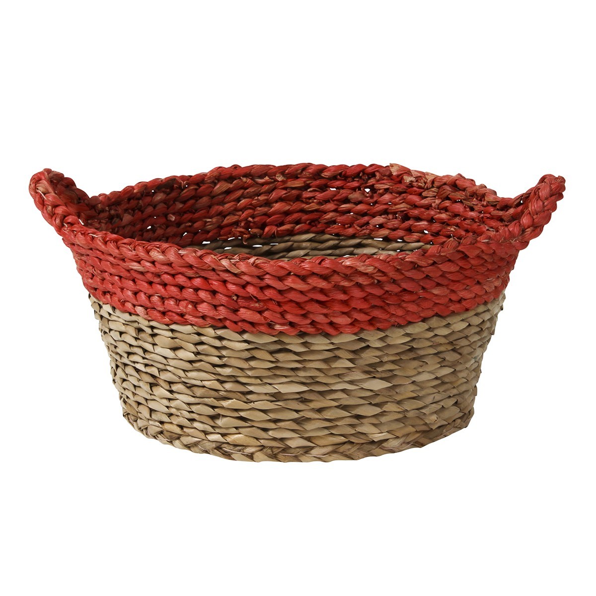 Panier rond bicolore avec anses - Rouge (photo) Panier rond bicolore avec anses - Rouge