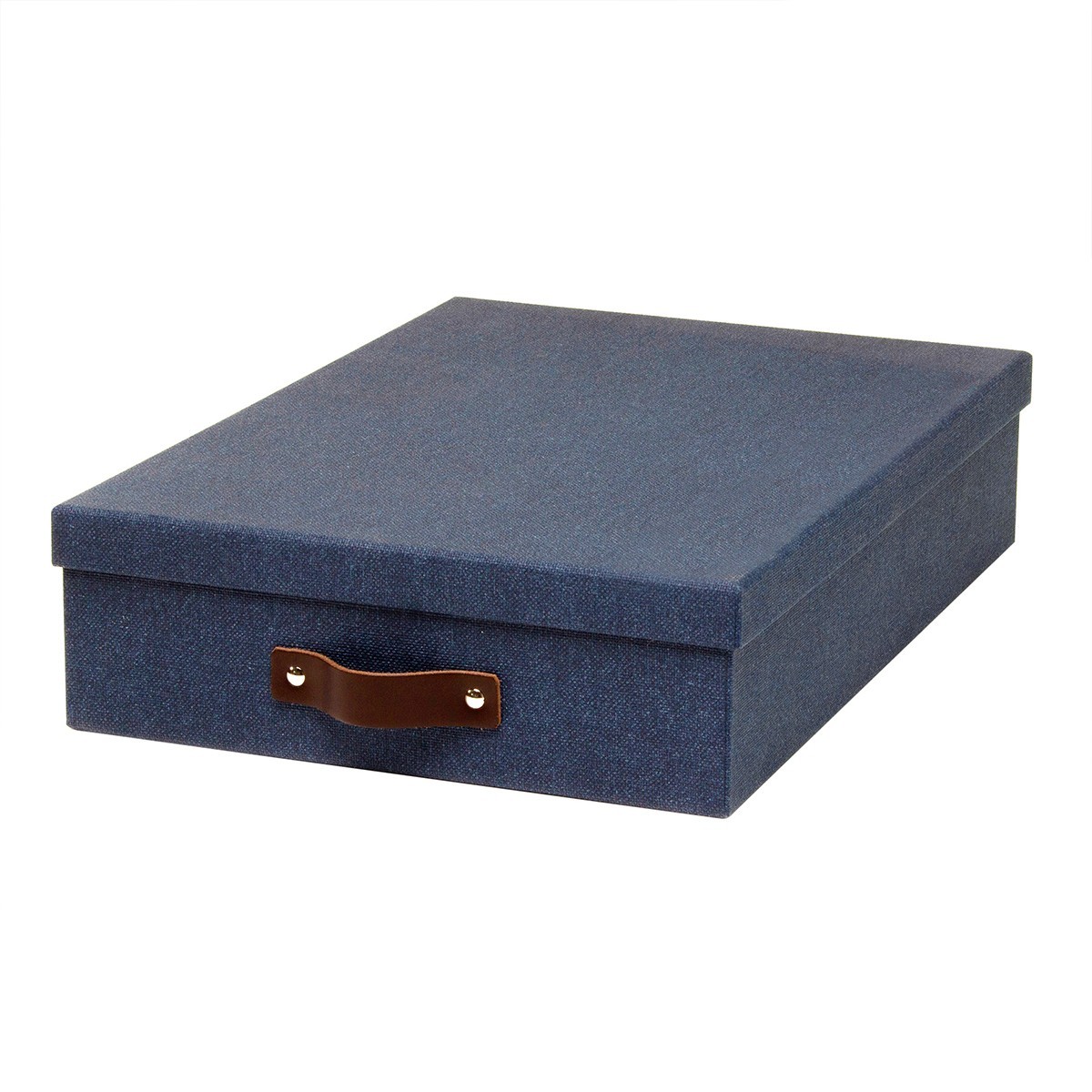 Boîte A4 avec poignée cuir - 35 x 26 x H8.5cm - Bleu (photo) Boîte A4 avec poignée cuir - 35 x 26 x H8.5cm - Bleu