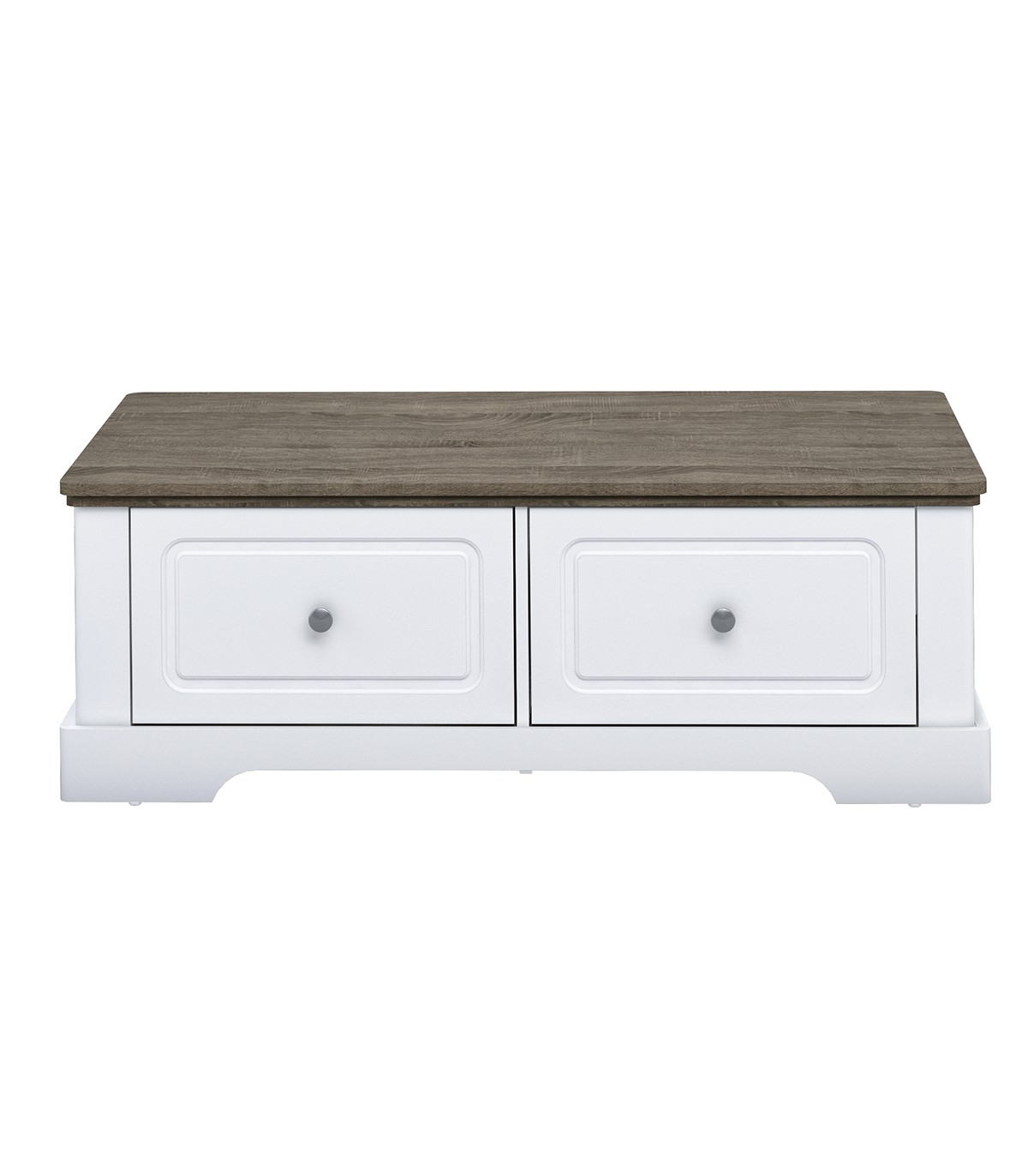 Table basse en bois avec 2 grands tiroirs L114,5cm - Blanc Table basse en bois avec 2 grands tiroirs L114,5cm - Blanc