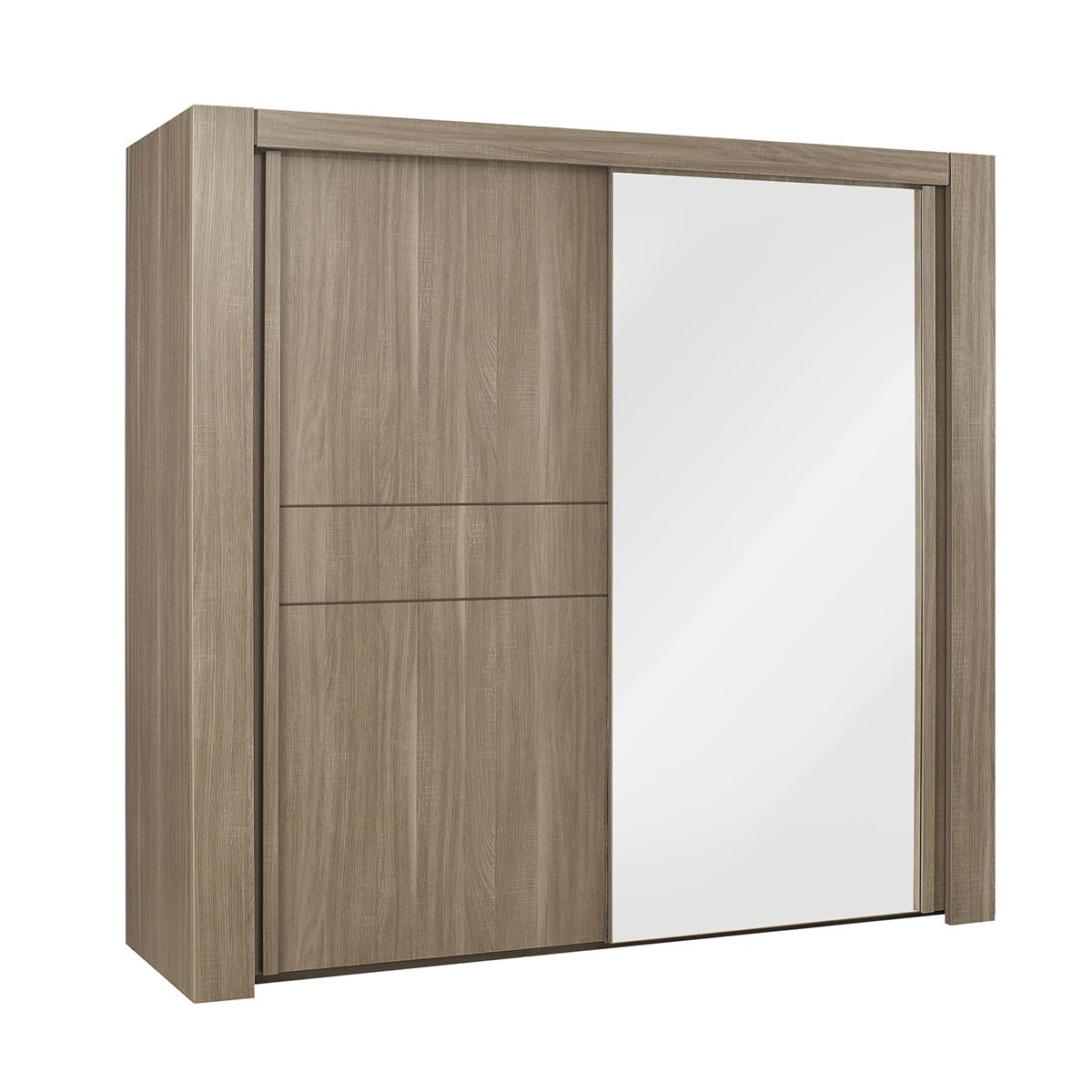 Armoire avec miroir et penderie L250cm - Marron Armoire avec miroir et penderie L250cm - Marron