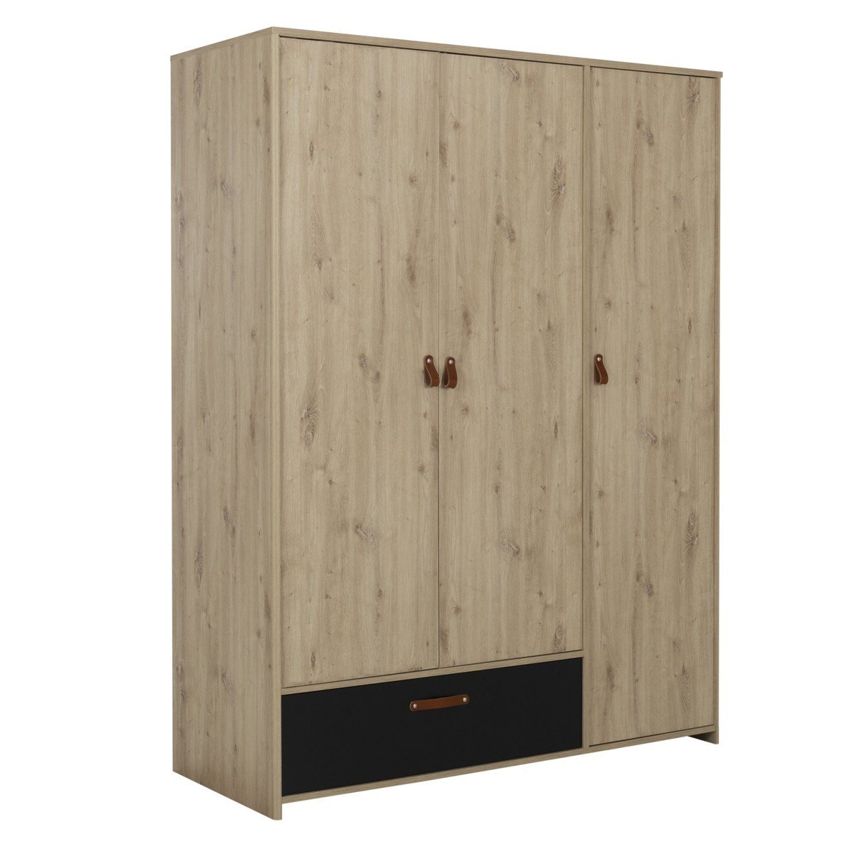 Armoire 3 portes 1 tiroir style industriel - Marron Armoire 3 portes 1 tiroir style industriel - Marron