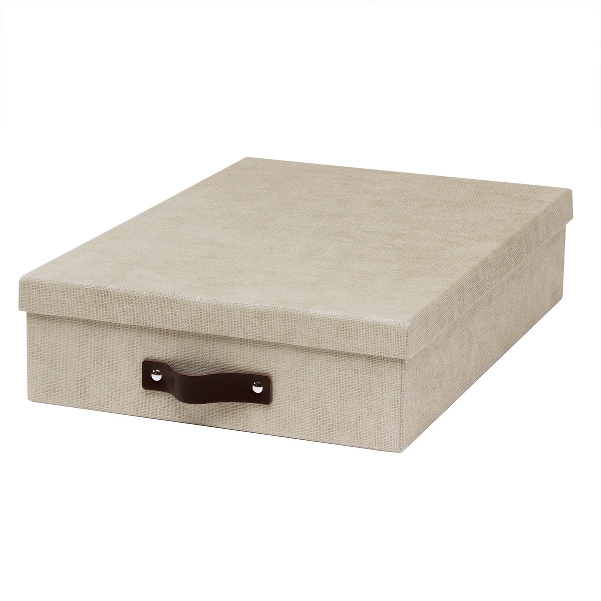 Boîte A4 avec poignée cuir - 35 x 26 x H8.5cm - Beige Boîte A4 avec poignée cuir - 35 x 26 x H8.5cm - Beige