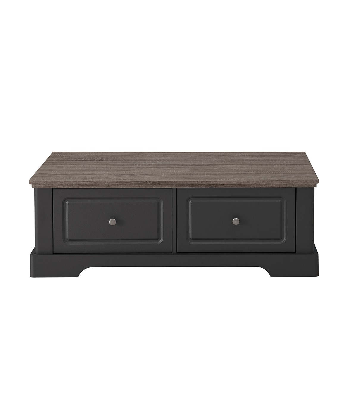 Table basse en bois avec 2 grands tiroirs L114,5cm - Taupe