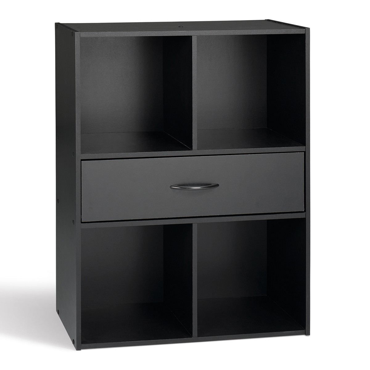 Etagère de rangement 4 casiers avec un tiroir - Noir Etagère de rangement 4 casiers avec un tiroir - Noir