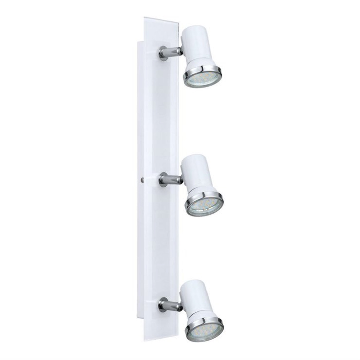 Barre 3 spots orientables de salle de bain acier & verre L46cm Barre 3 spots orientables de salle de bain acier & verre L46cm