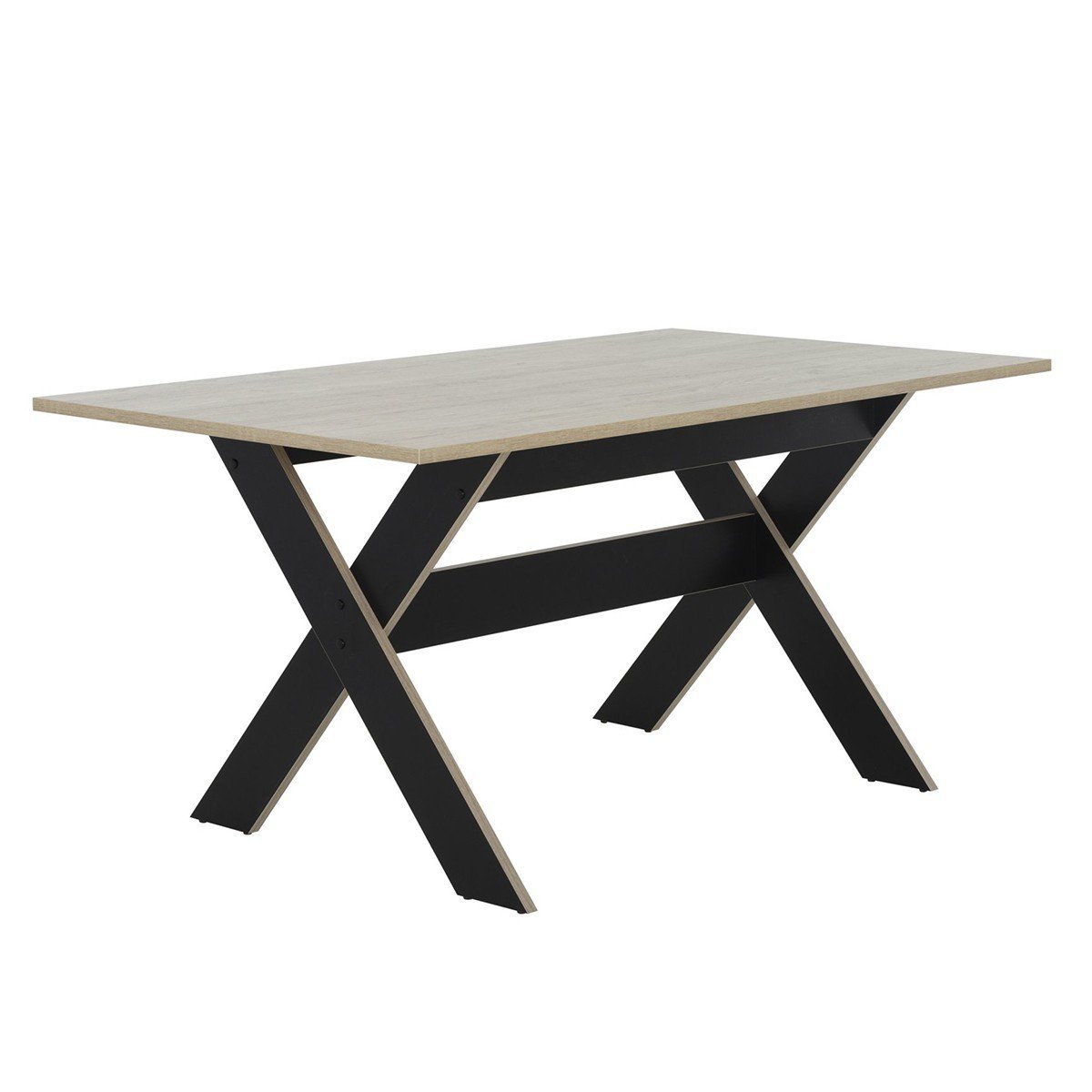 Table à manger rectangulaire décor bois et noir - L160cm Table à manger rectangulaire décor bois et noir - L160cm