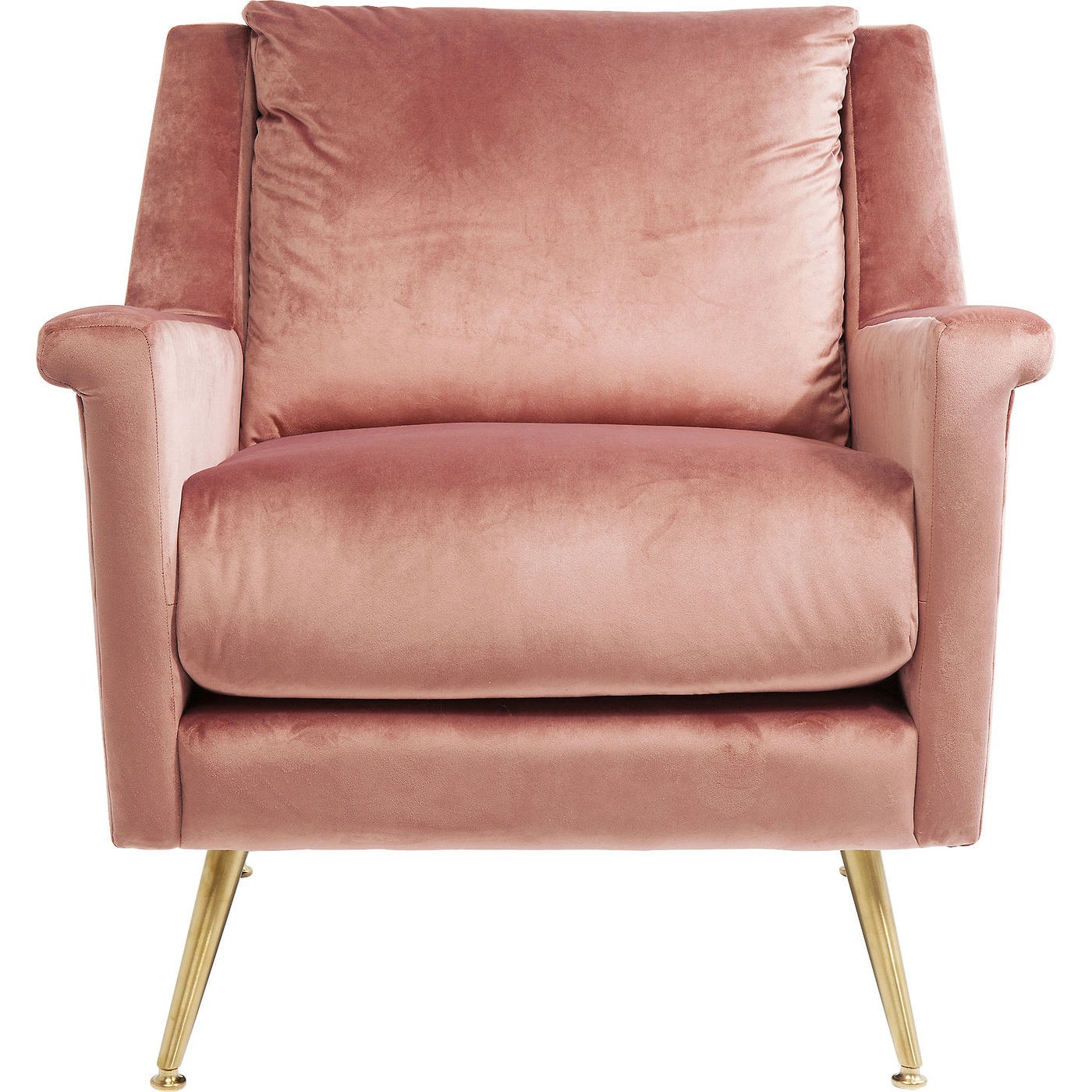 Fauteuil en velours rose et acier doré Fauteuil en velours rose et acier doré