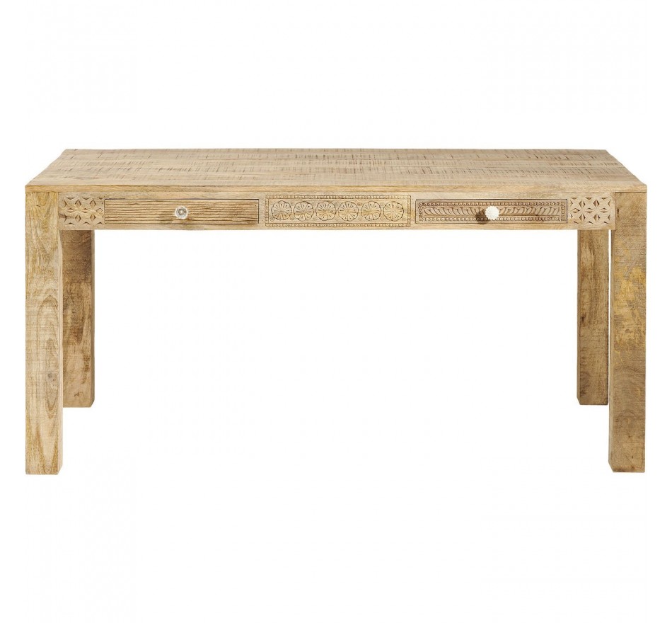 Table à manger 4 personnes en manguier sculpté L140 Table à manger 4 personnes en manguier sculpté L140
