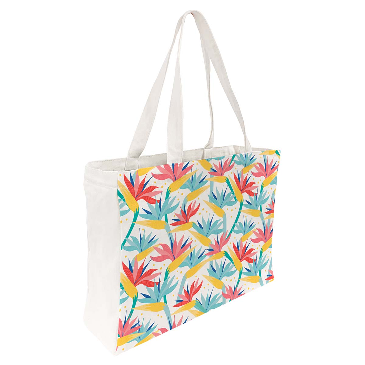 Tote Bag Coton Imprimé Fleurs Exotiques Tote Bag Coton Imprimé Fleurs Exotiques