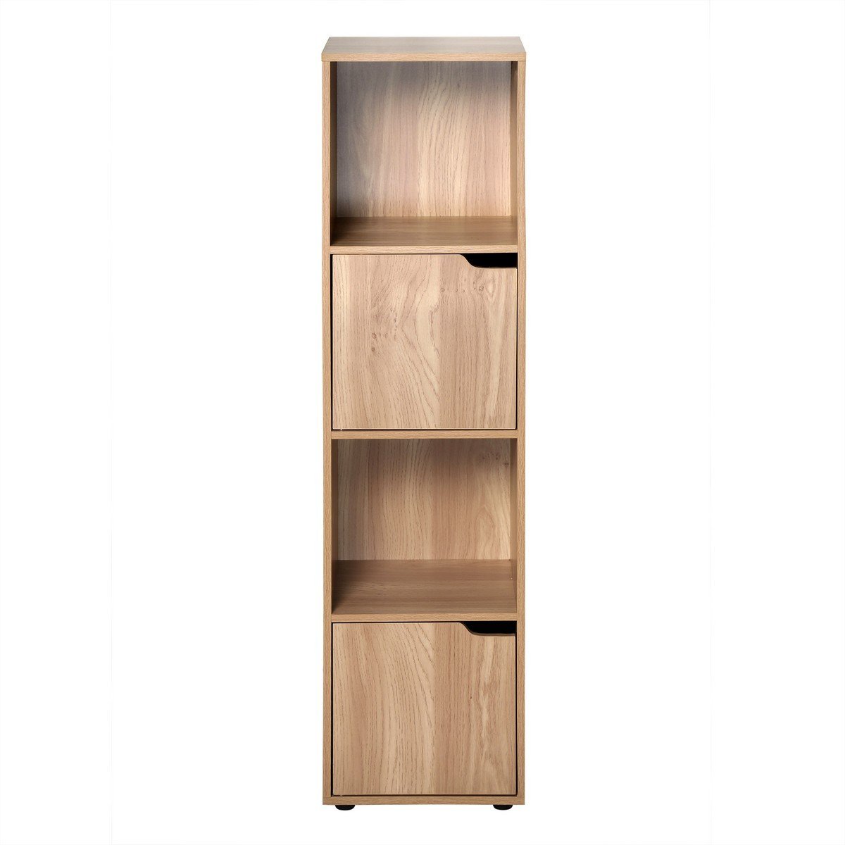 Meuble 4 cases décor bois 2 portes – L31 x H120 cm