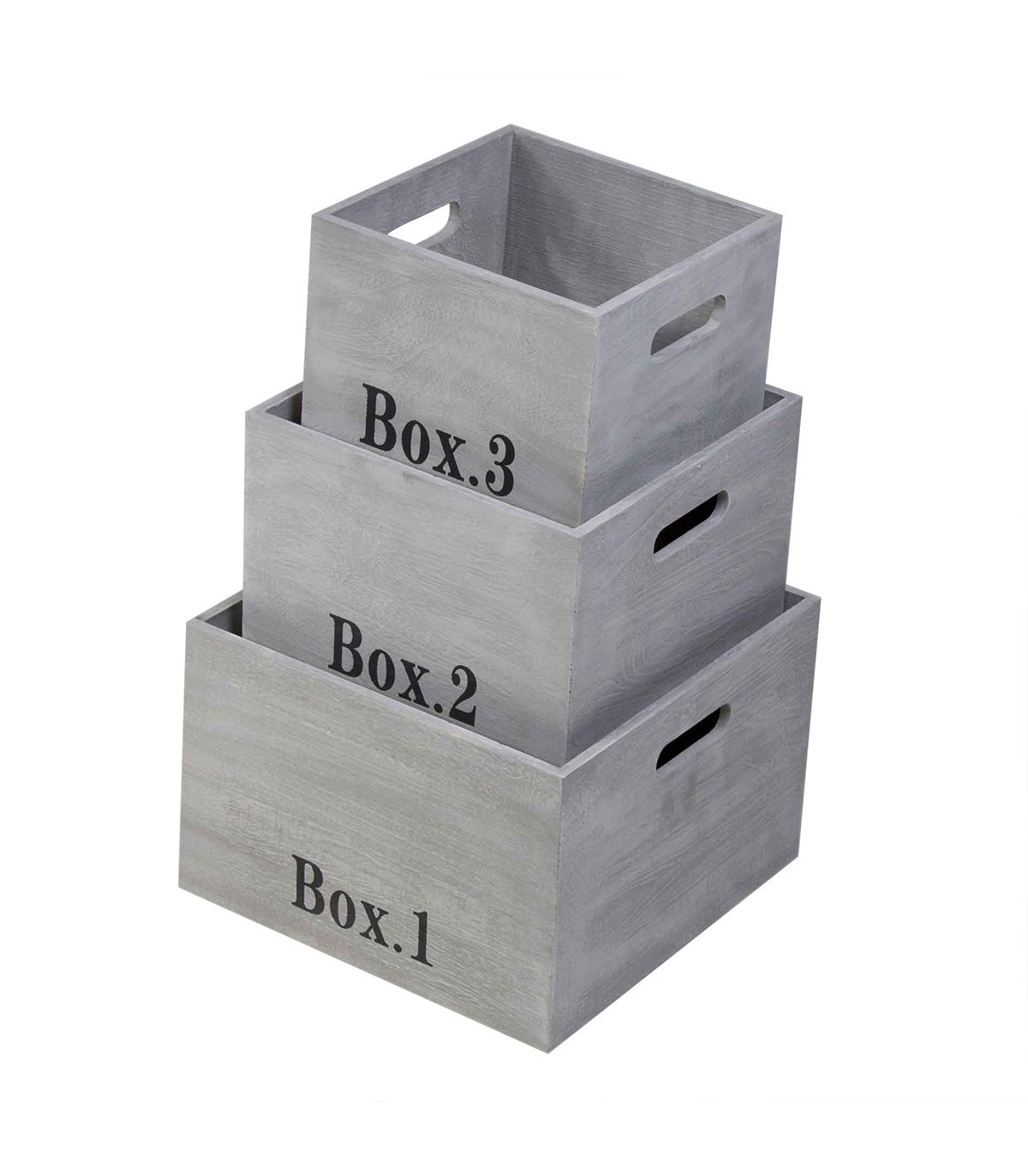 Cubes empilables en bois vendus par 3 - Gris (photo) Cubes empilables en bois vendus par 3 - Gris