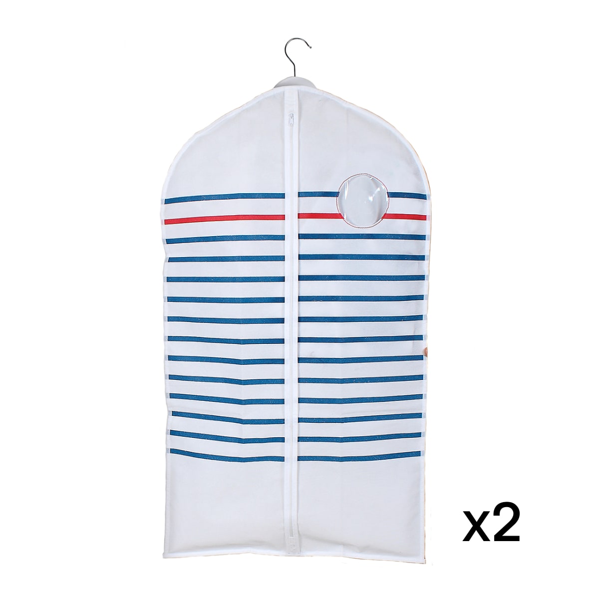 Housse pour vêtements à rayures - lot de 2 - Blanc (photo) Housse pour vêtements à rayures - lot de 2 - Blanc