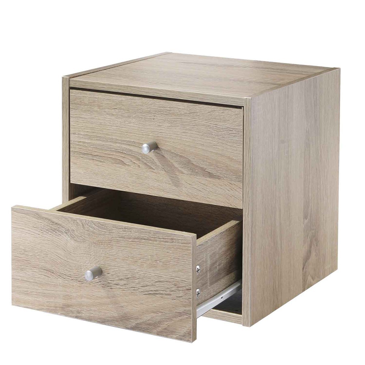 Meuble une case avec deux tiroirs - Marron