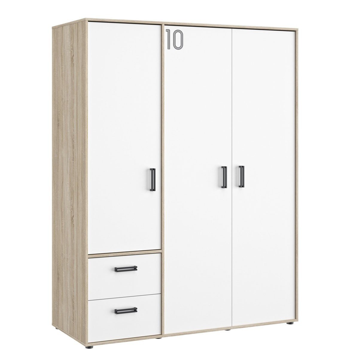 Armoire 3 portes et 2 tiroirs Enfants - Blanc 155xH200 cm Armoire 3 portes et 2 tiroirs Enfants - Blanc 155xH200 cm