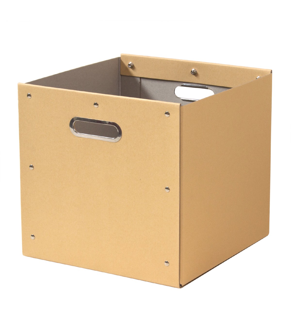 Cube de rangement en kraft finition métal - 28x28x27cm - Beige Cube de rangement en kraft finition métal - 28x28x27cm - Beige