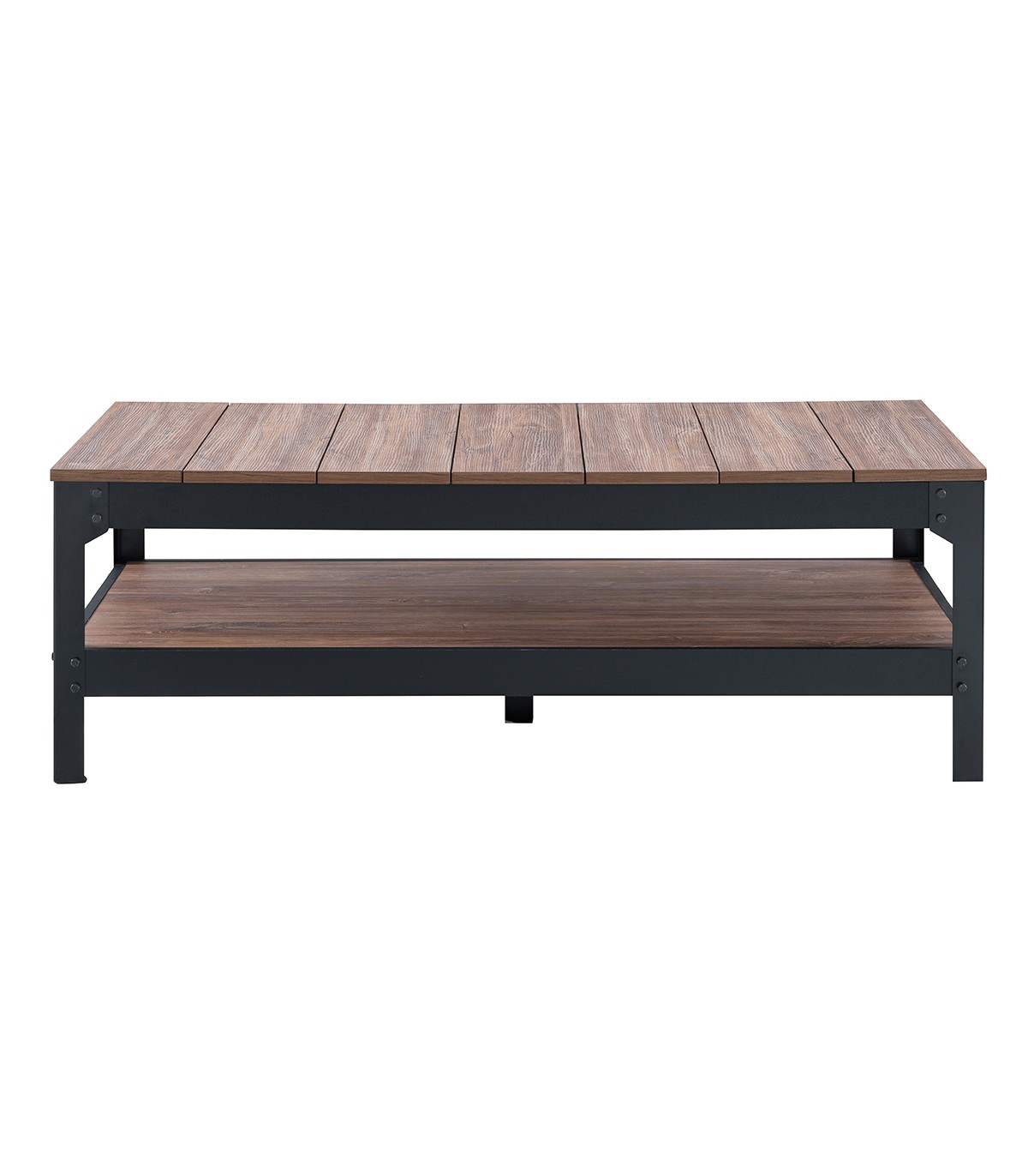 table basse métal noir et bois - l117cm