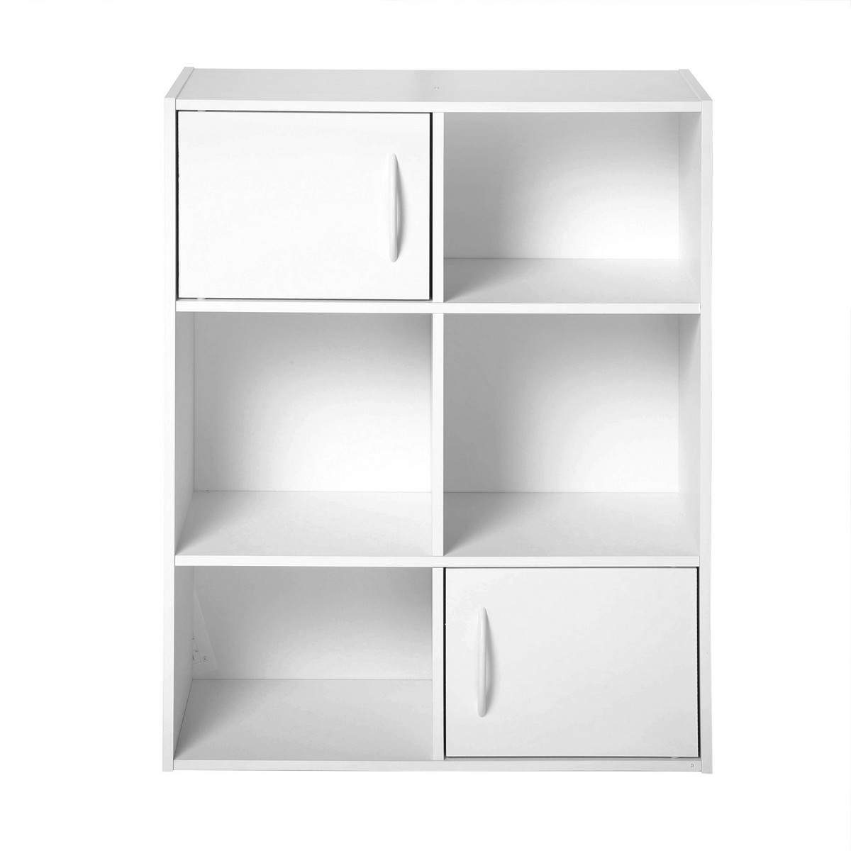 Etagère de rangement 6 cases 2 portes – Blanc