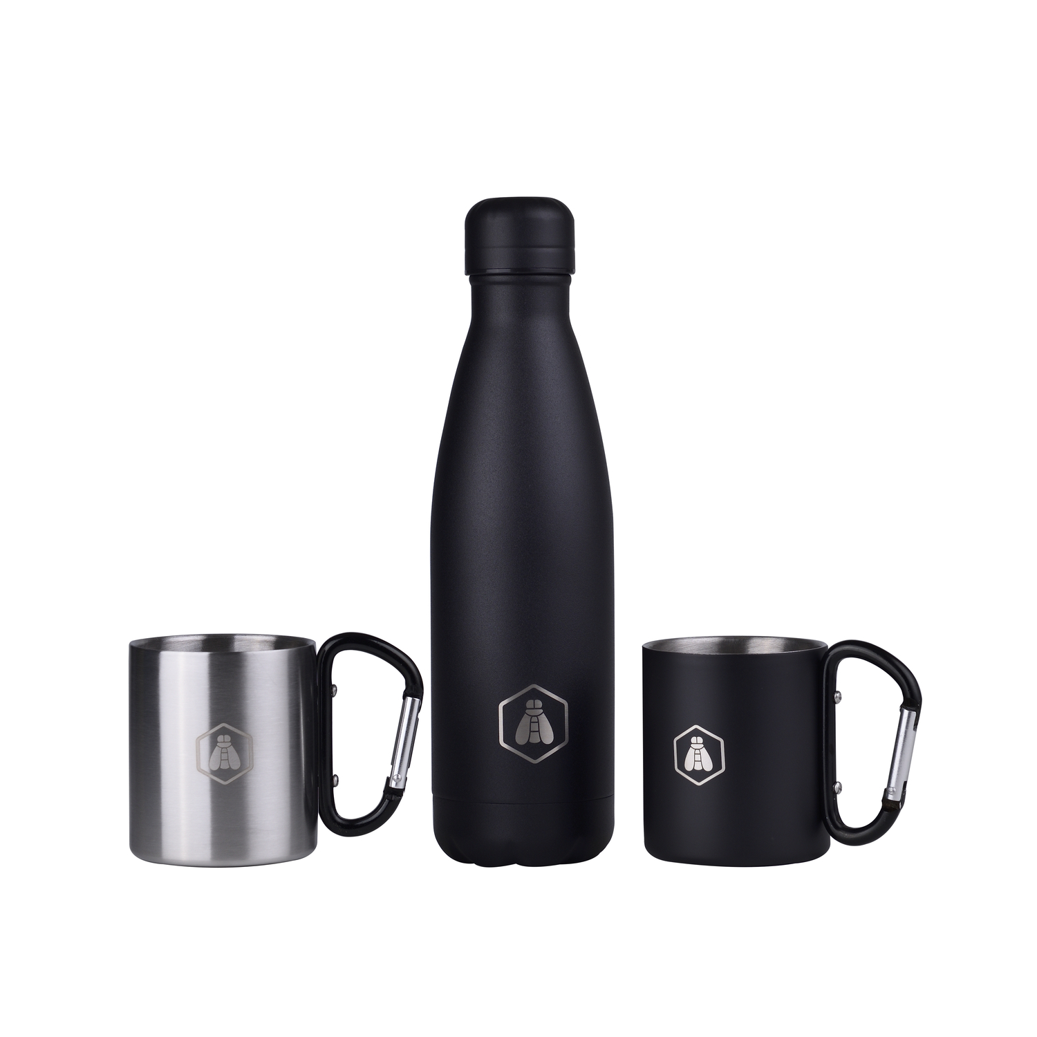 Bouteille isotherme avec 2 verres en inox Bouteille isotherme avec 2 verres en inox