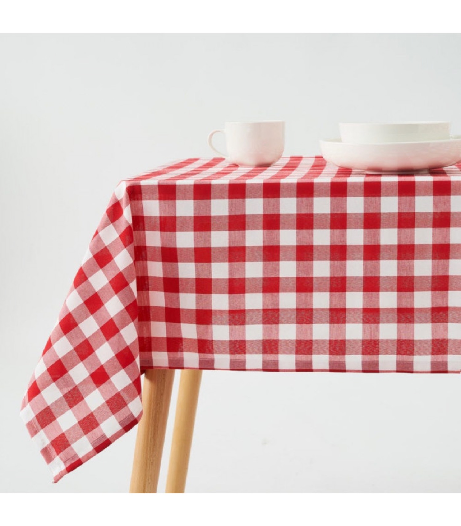 Nappe rectangulaire à carreaux vichy rouge et blanc 210x140cm
