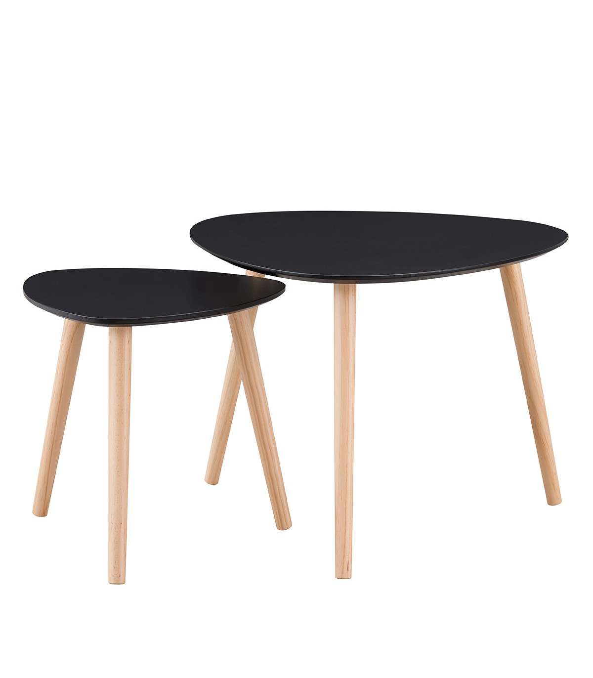 Lot de 2 Tables gigognes laquées noir mat