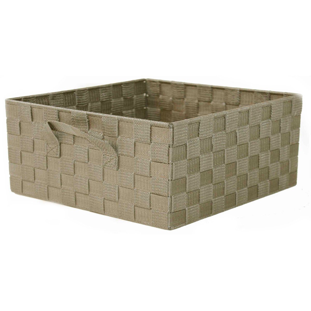 Panier sangle 2 poignées coloris taupe - 18,5 x 14 x H8cm (photo) Panier sangle 2 poignées coloris taupe - 18,5 x 14 x H8cm