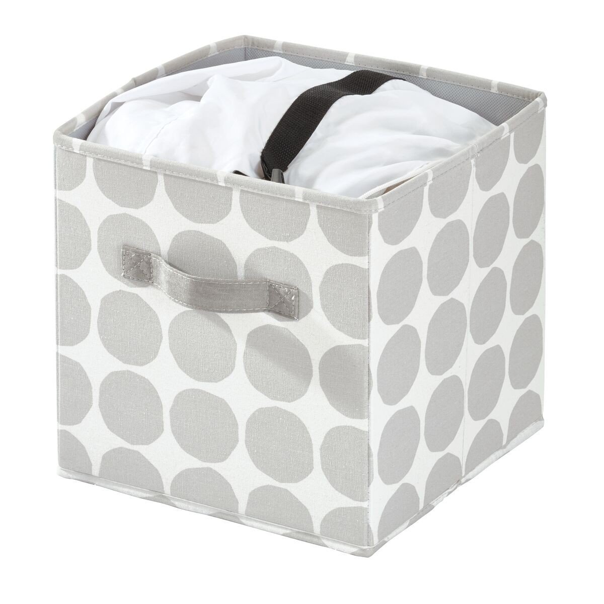 Cube de rangement blanc et gris à motifs - 26 x 26 x 28 cm (photo) Cube de rangement blanc et gris à motifs - 26 x 26 x 28 cm