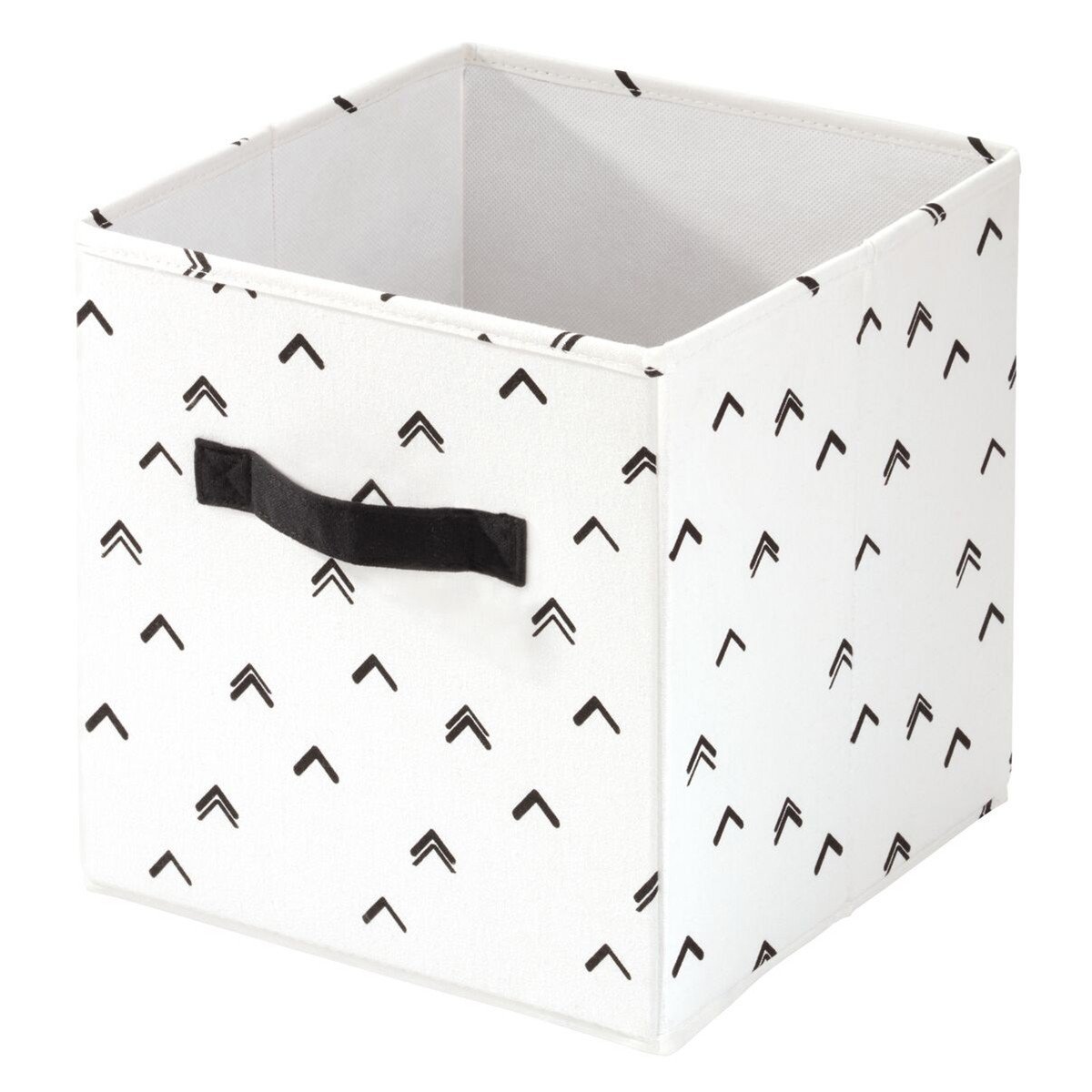 Cube de rangement blanc à motifs noir - 26 x 26 x 28 cm (photo) Cube de rangement blanc à motifs noir - 26 x 26 x 28 cm